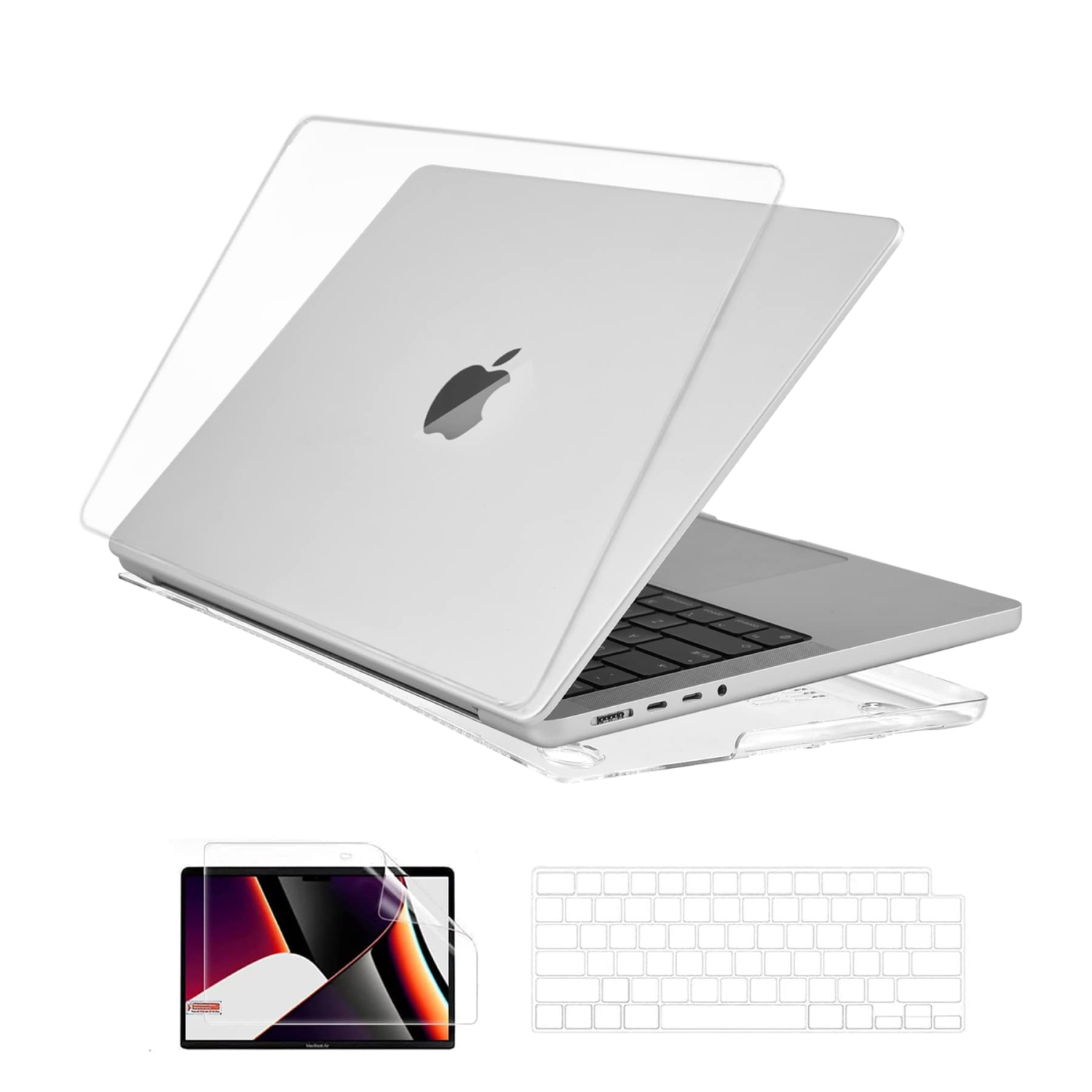 EooCoo Compatible for Newest MacBook Pro 14 Inch Case 2021 A2442 M1 Pro M1 Max Chip, Hard Case with Keyboard Cover, Screen P