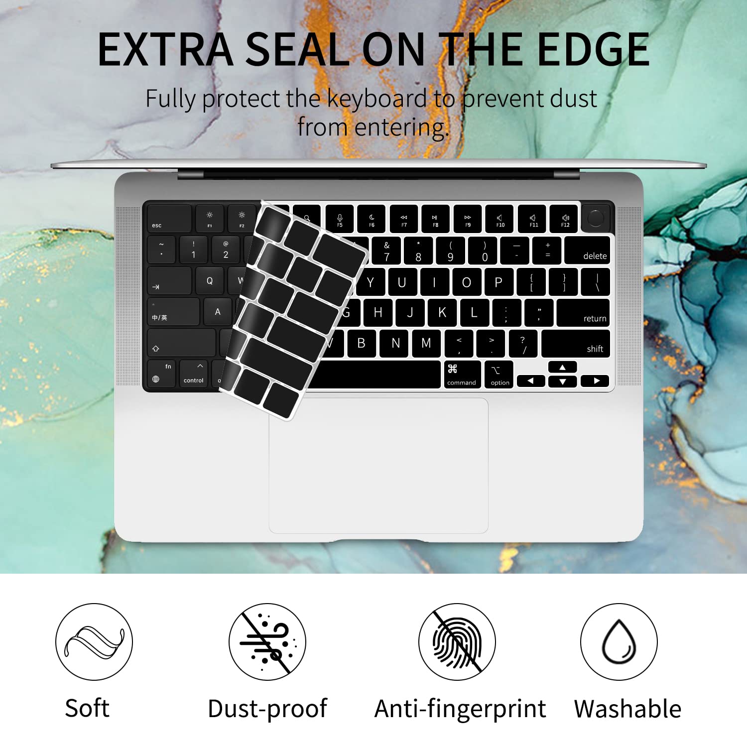 Watbro compatible avec le MacBook Pro 2021 de 14 po Étui pour ordinateur portatif M1A2442 ,Étui rigide coloré en marbre et coque-clavier f