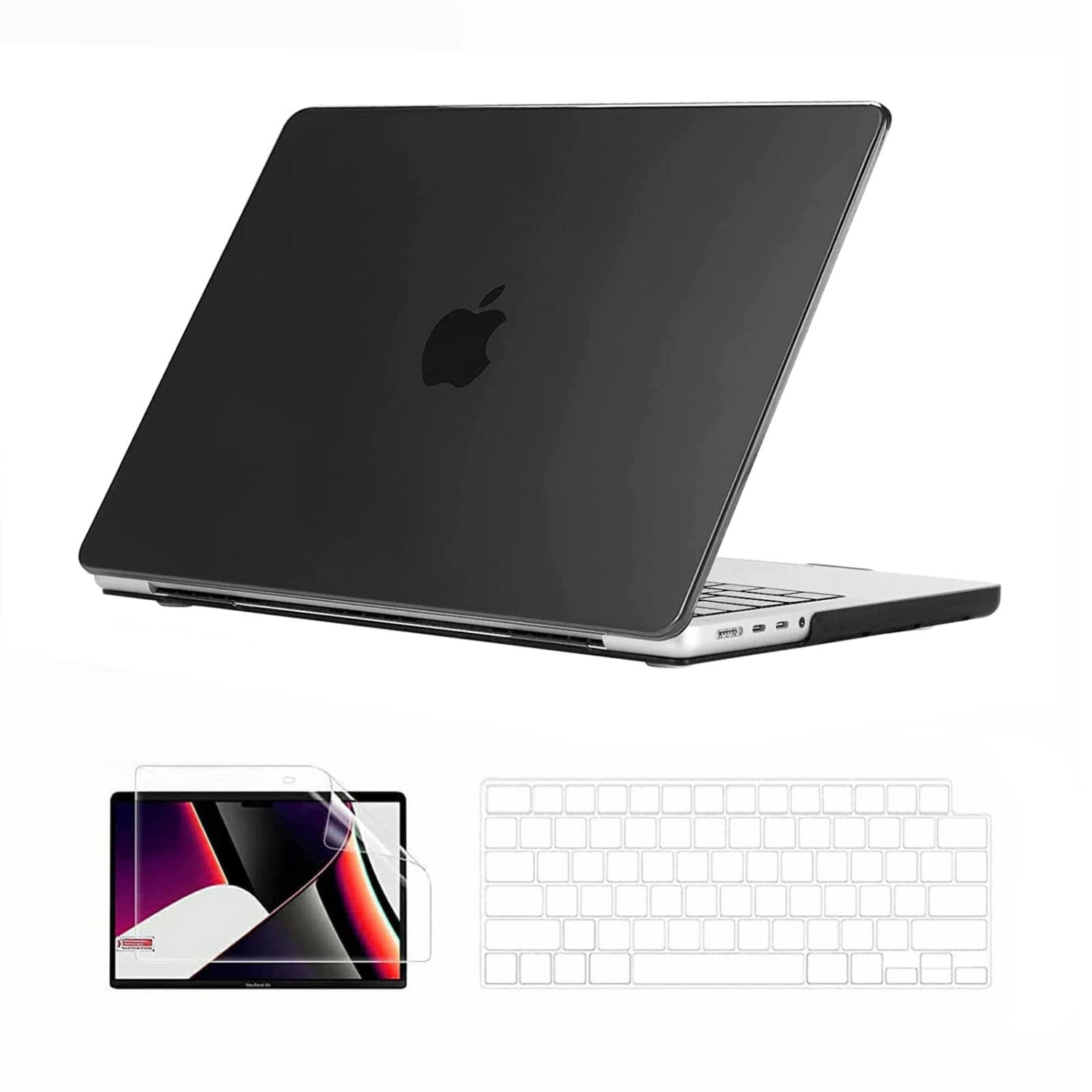 EooCoo Hard Case Black Compatible for 2021 Newest MacBook Pro 16 inch Model M1 Pro M1 Max A2485, Protective Hard Case with K