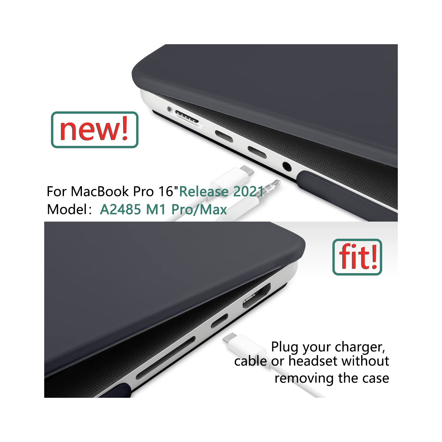 MacBook Pro 16 inch Case 2022 2021 Release Model: A2485 M1 Pro/Max, Plastic Hard Shell Case with Keyboard Cover & Screen Protector for MacBook Pro 16