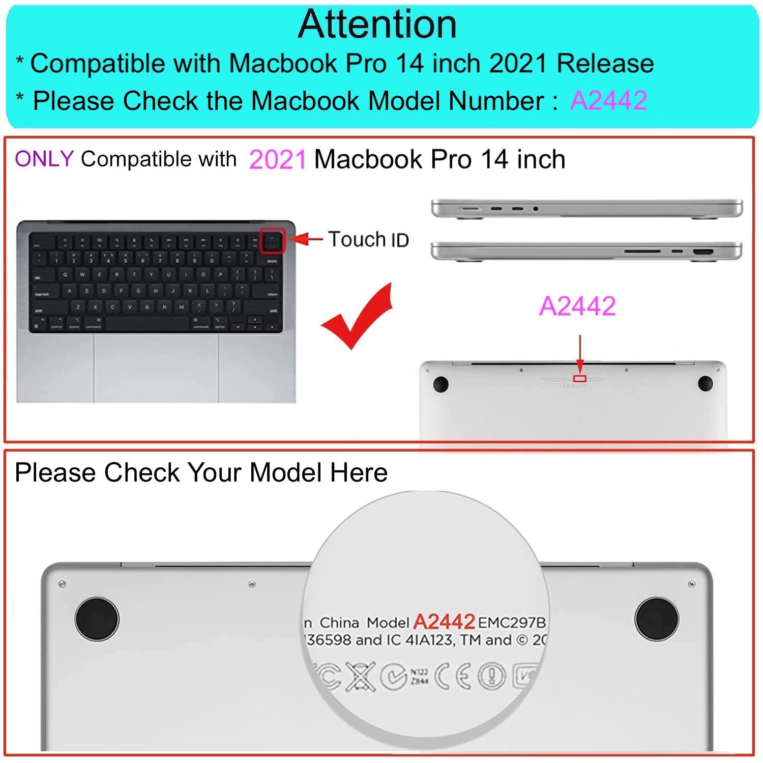 RKINC Case Compatible with MacBook Pro 14 inch Case 2021 Release A2442 M1 Pro / M1 Max Plastic Protective Hard Shell Cover &