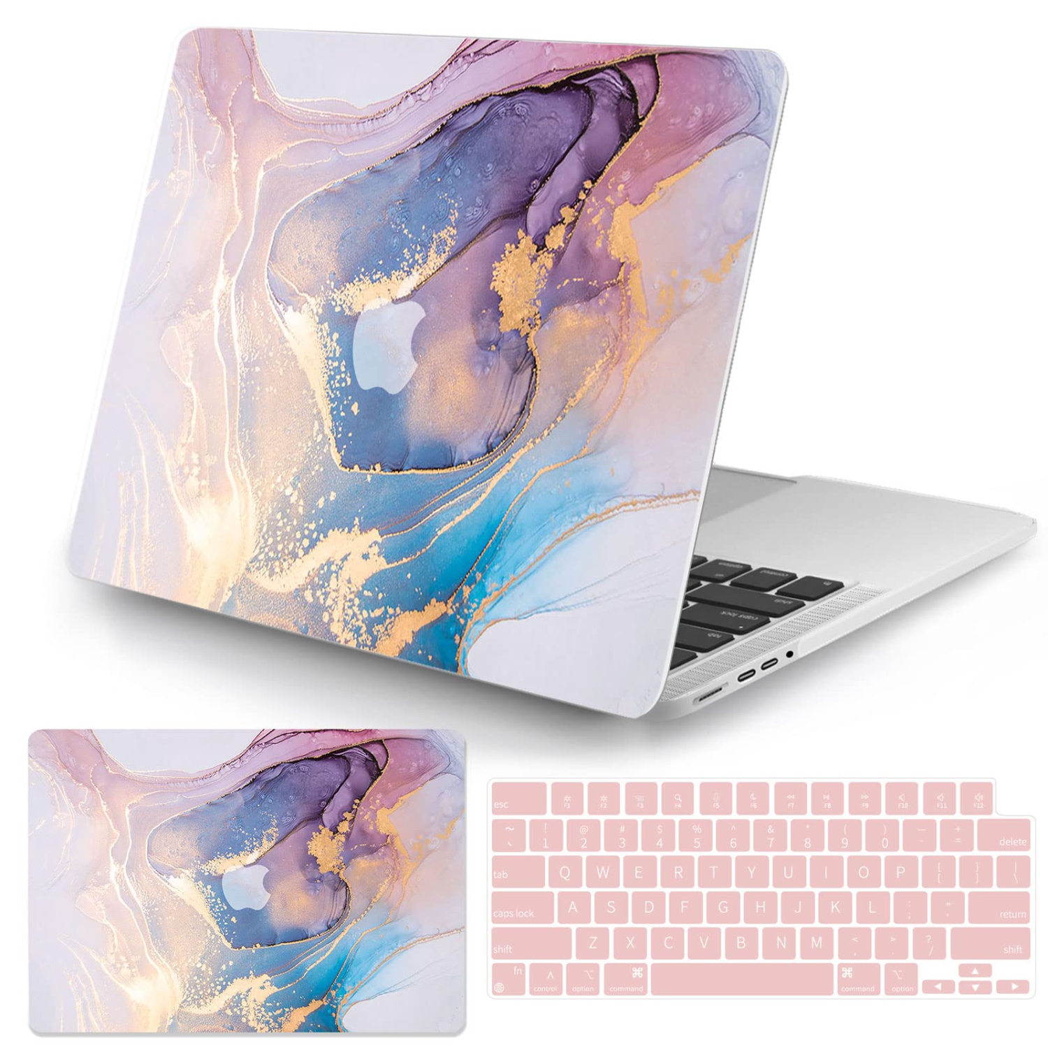 Watbro Compatible with Newest Releasde 2021 MacBook Pro 16 Inch A2485 M1 Pro / M1 Max Laptop Shell Case , Colorful Marble Ha