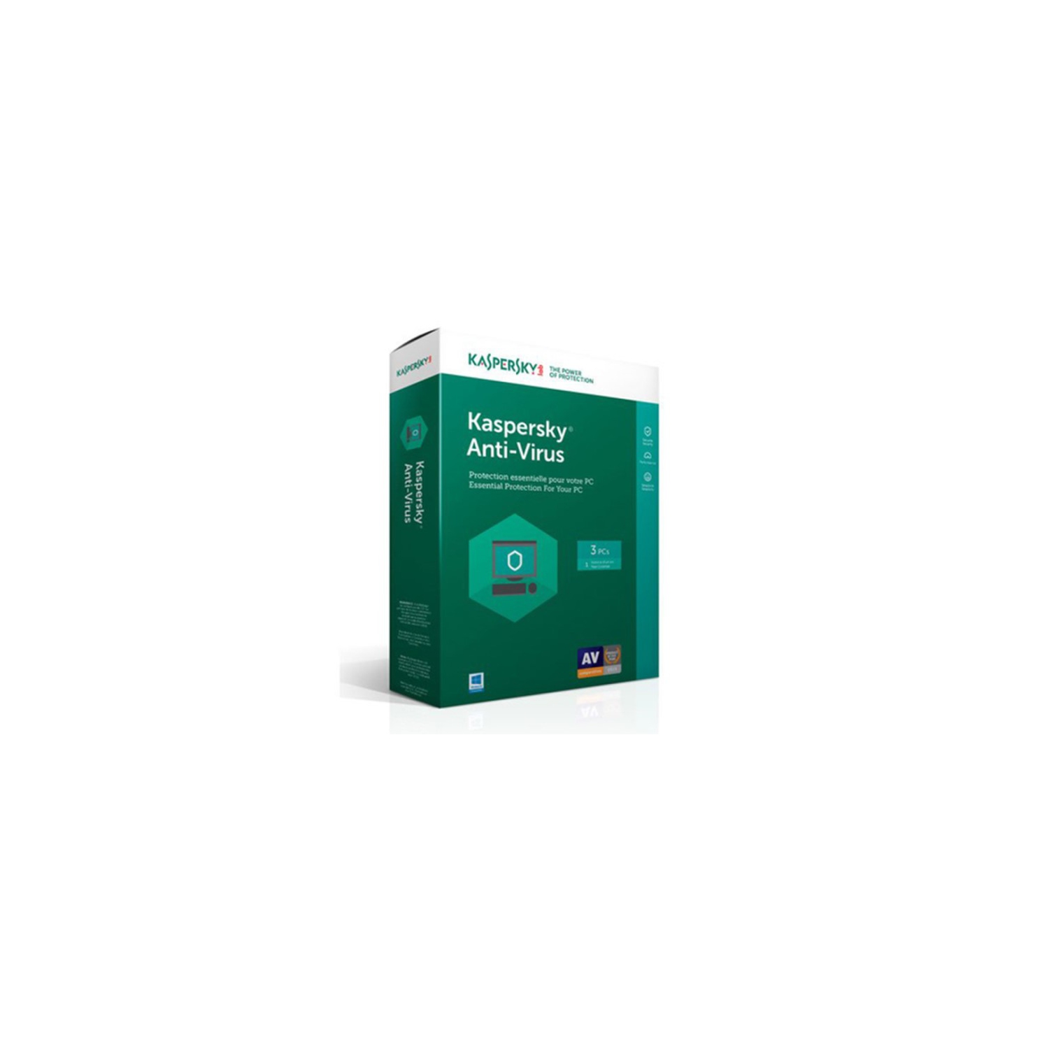 Kaspersky Antivirus 3-User Bilingual Eng/French (KEY CARD ONLY)(FREE SHIPPING)