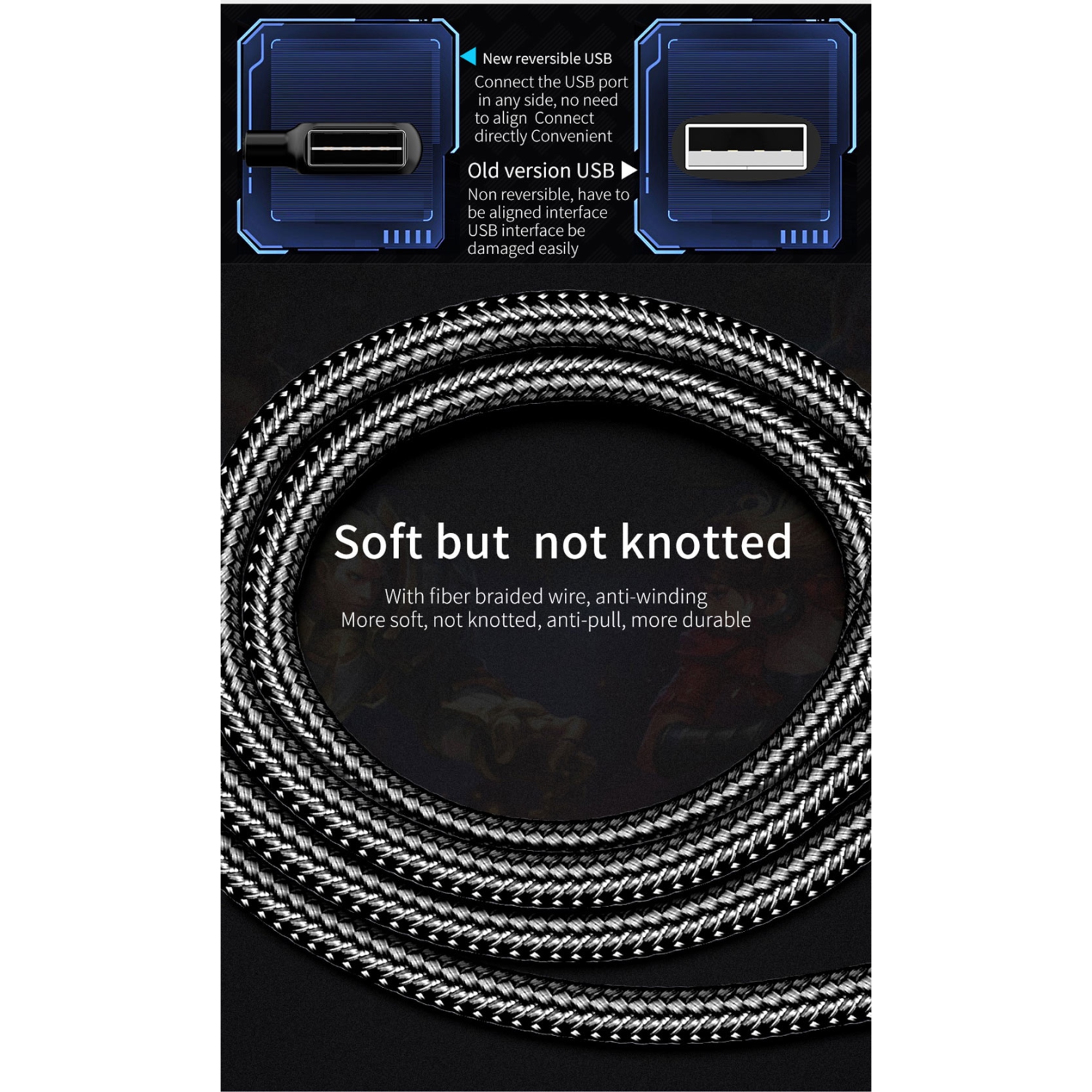 PD USB to Lightning Super Fast Charging Cable USB 90 Degree Right Angle Design Gaming LED Nylon Braided Sync USB Reversible Data Cable for