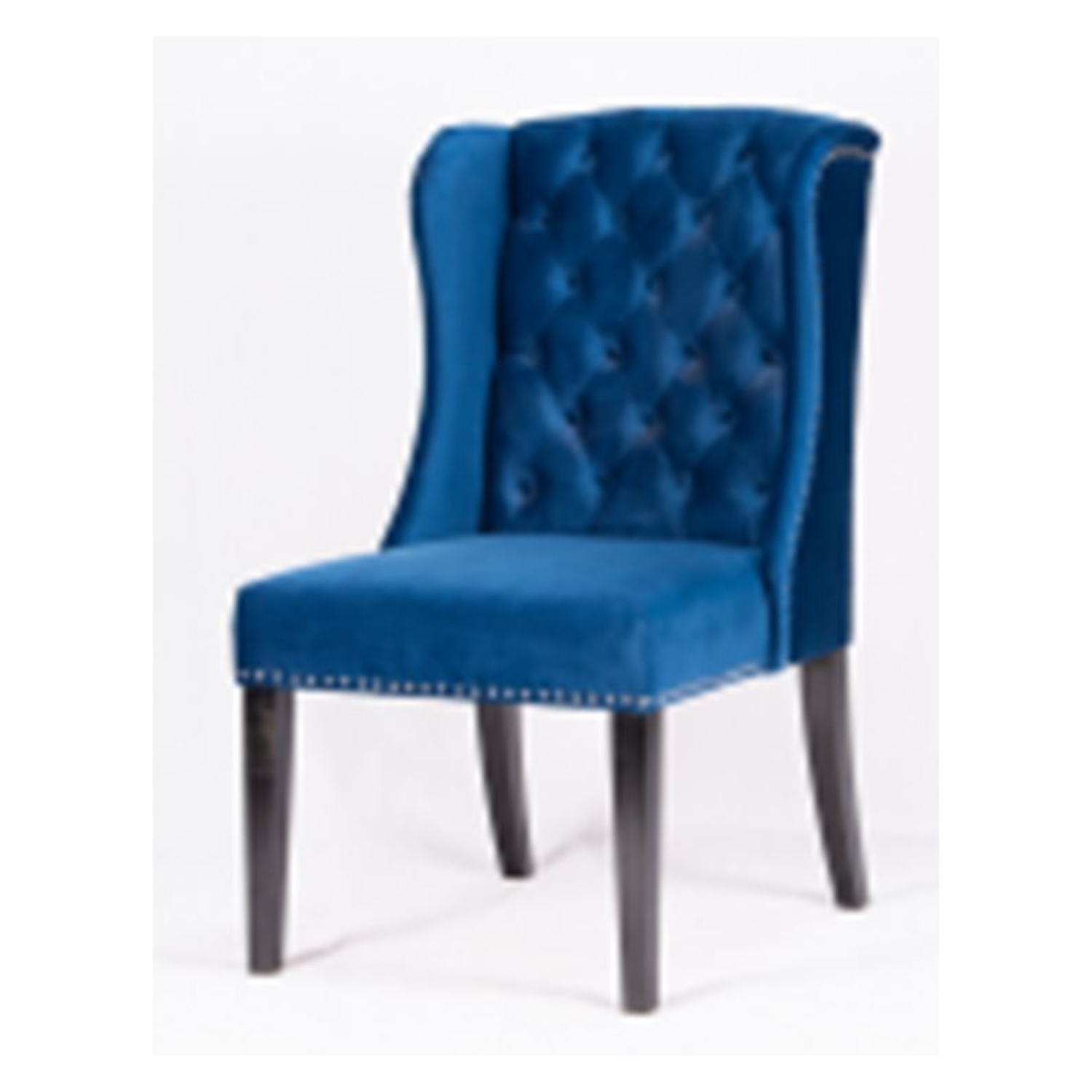 Hi-Line Gift Ltd Navy Blue Velvet Button-Tufted Wingback Dining Chair
