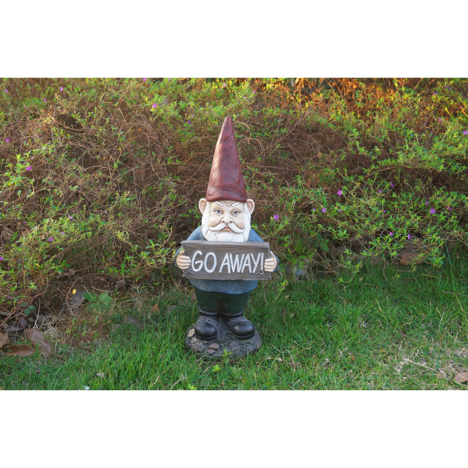 Hi-Line Gift Ltd Gnome Holding Go Away Sign