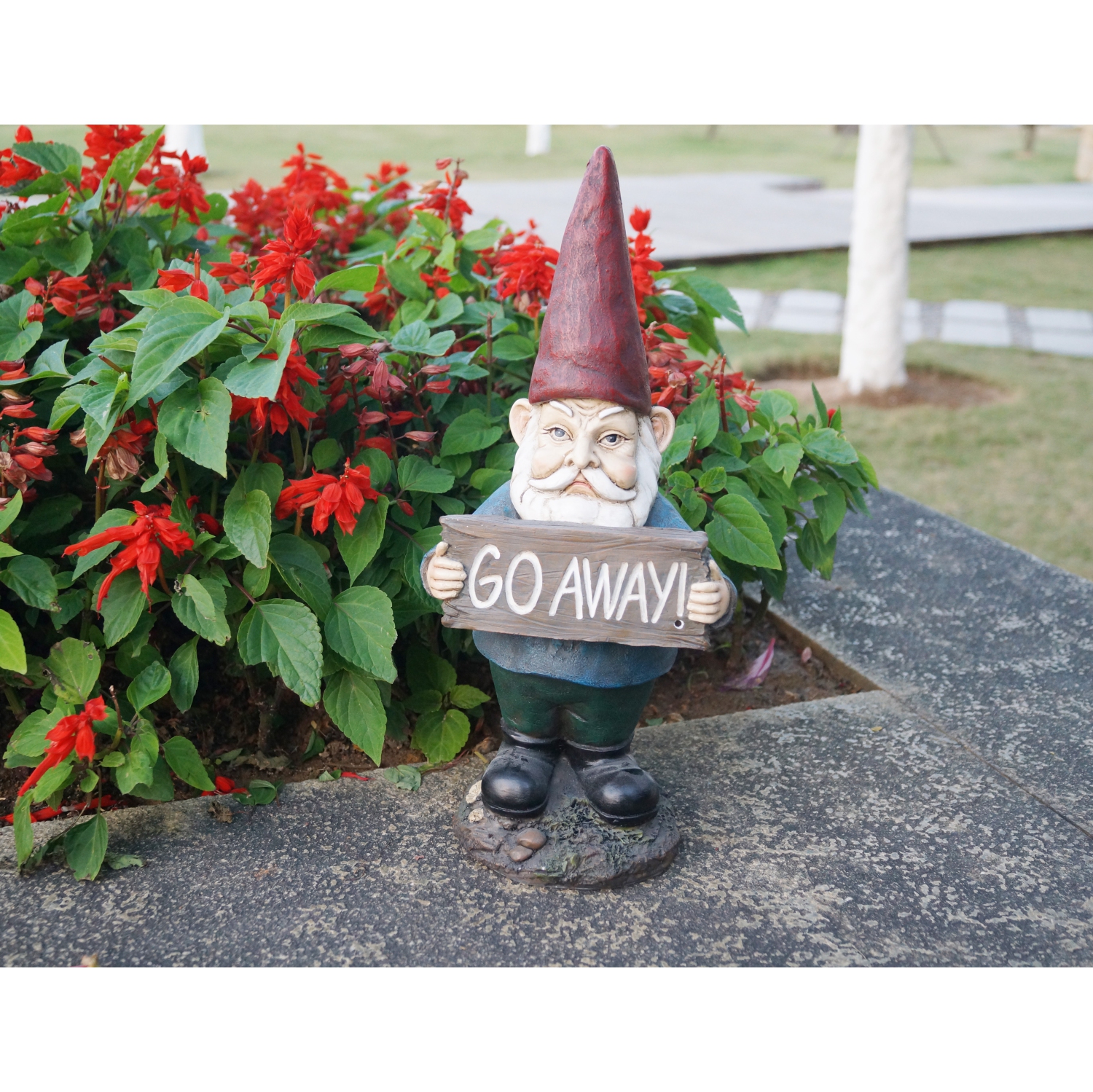 Hi-Line Gift Ltd Gnome Holding Go Away Sign