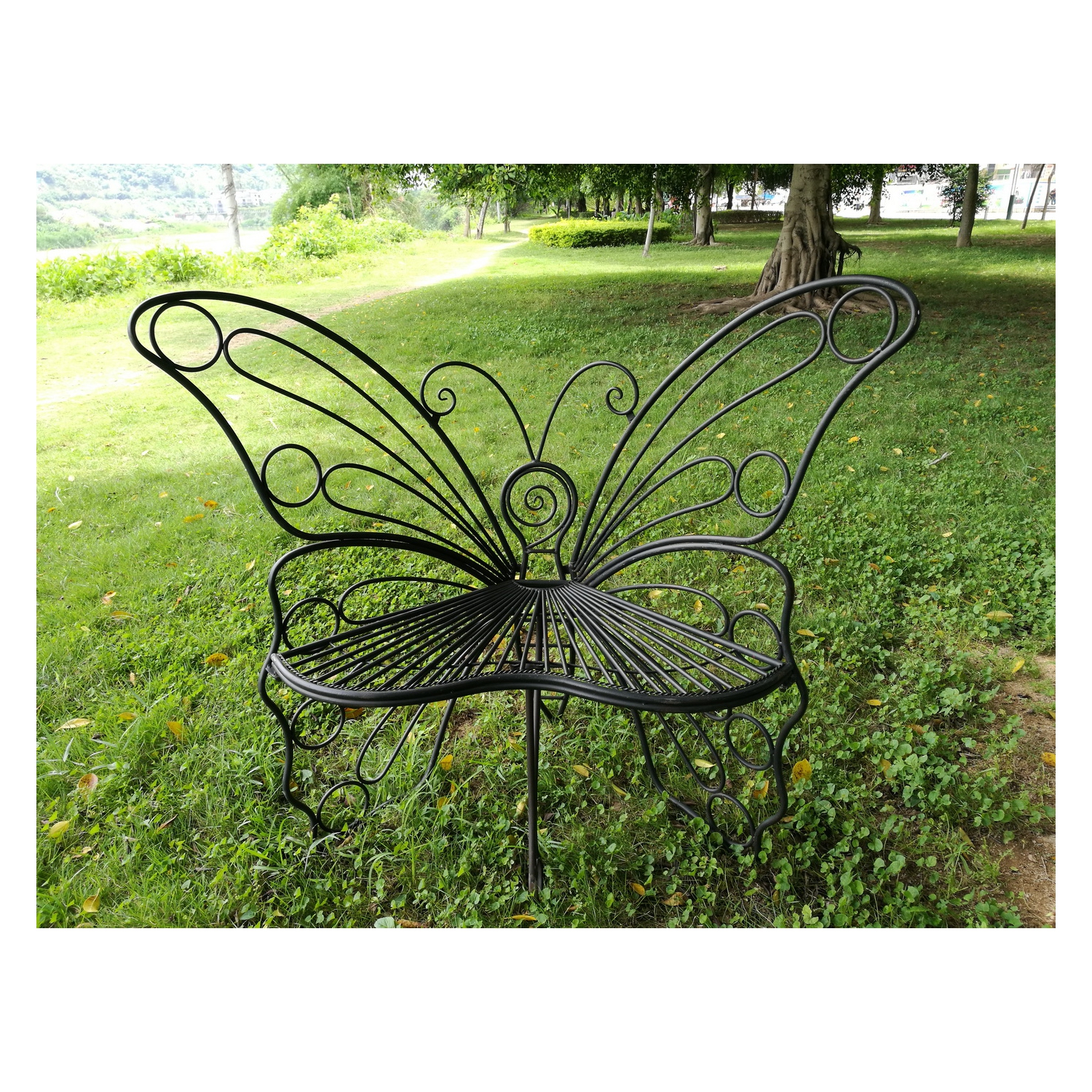 Hi-Line Gift Ltd Antique Black Butterfly Chair