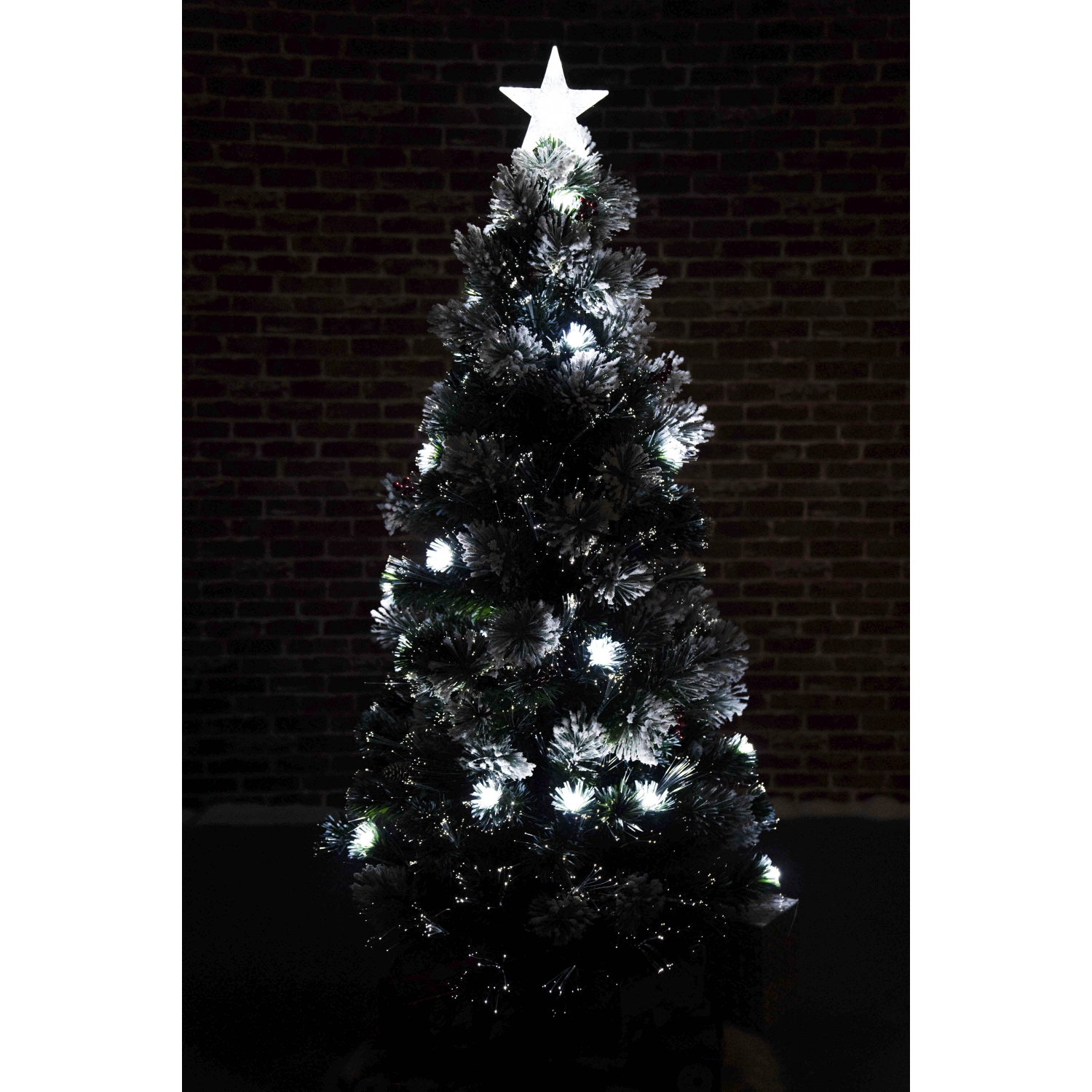 Hi-Line Gift Ltd Christmas Tree Fiber Optic Green with Cones & Berries