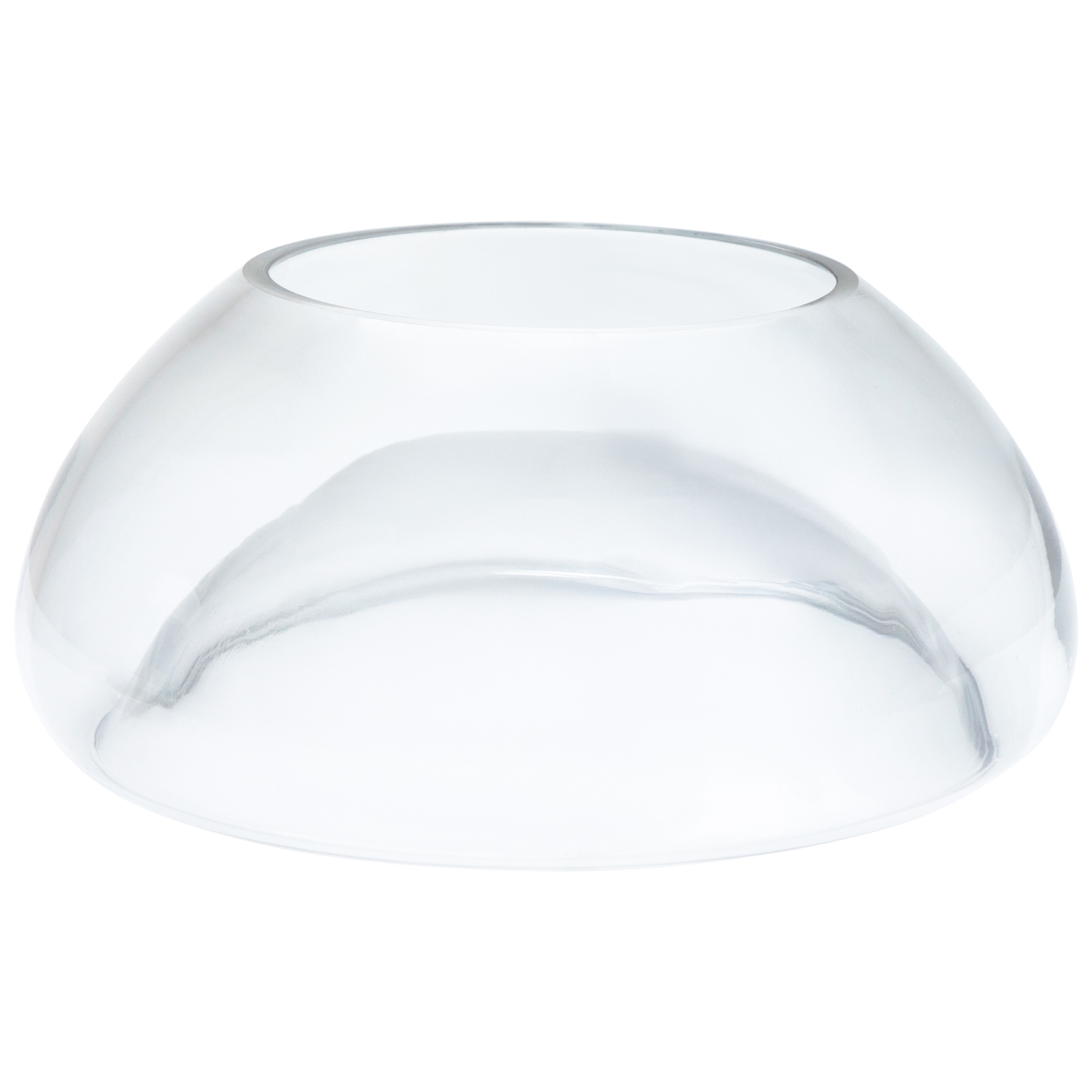 9" Transparent Glass Pillar Candle Holder with Concave Interior