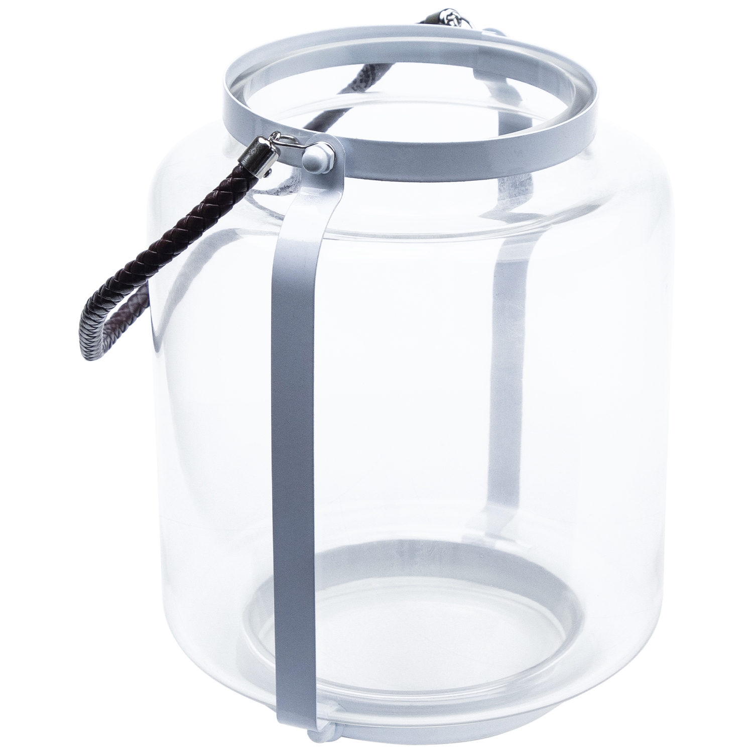 Lanterne pour bougie pilier en verre transparent de 18 po avec cadre en métal blanc