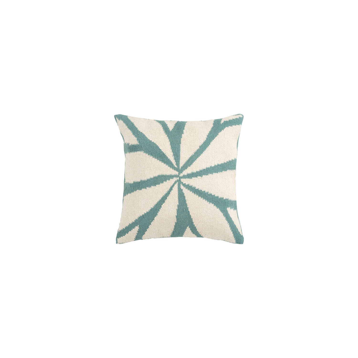 18" Turquoise and Antique White Asterid Decorative Down Throw Pillow