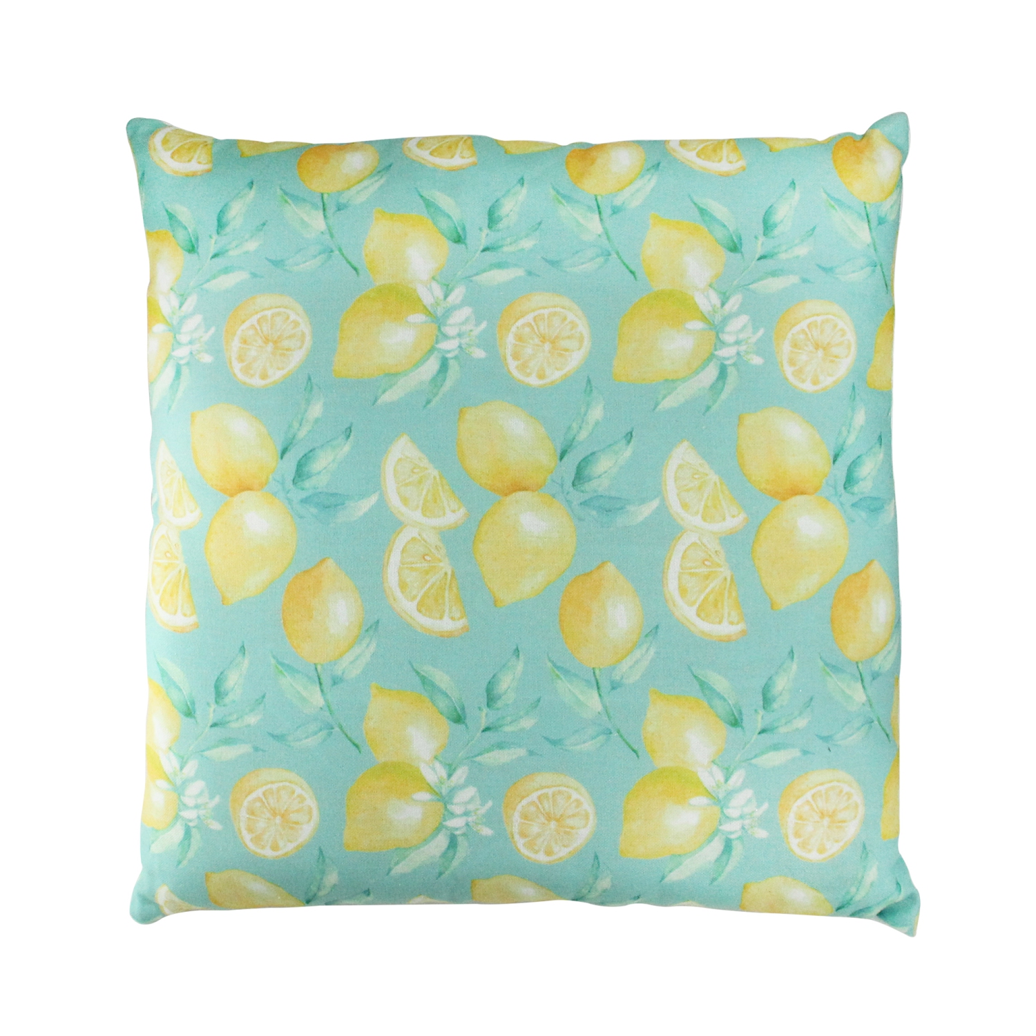 18" Blue and Yellow Tropical Lemons Square Throw Pillow