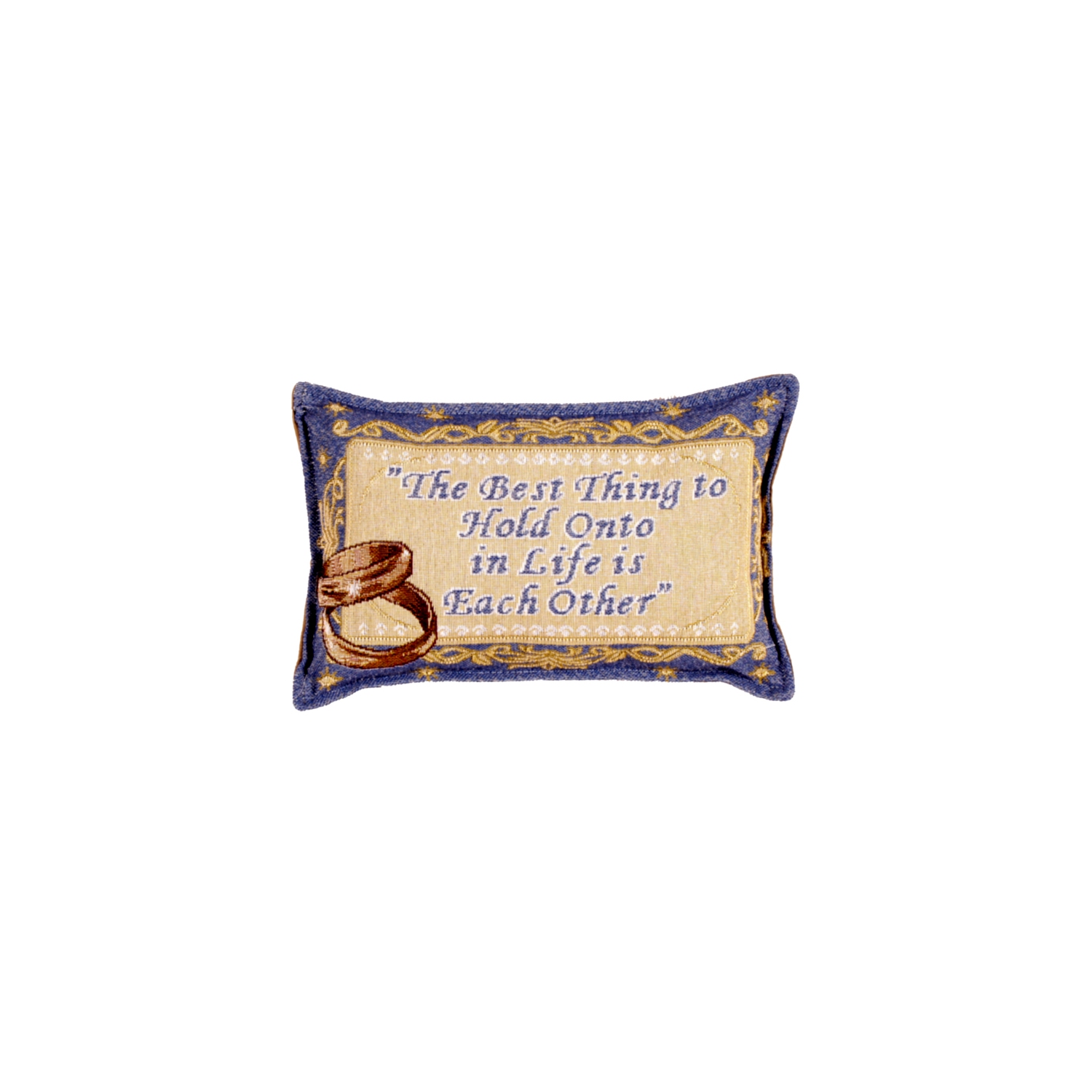 Coussin décoratif rectangulaire à motif de alliances, bleu et jaune, 12 po