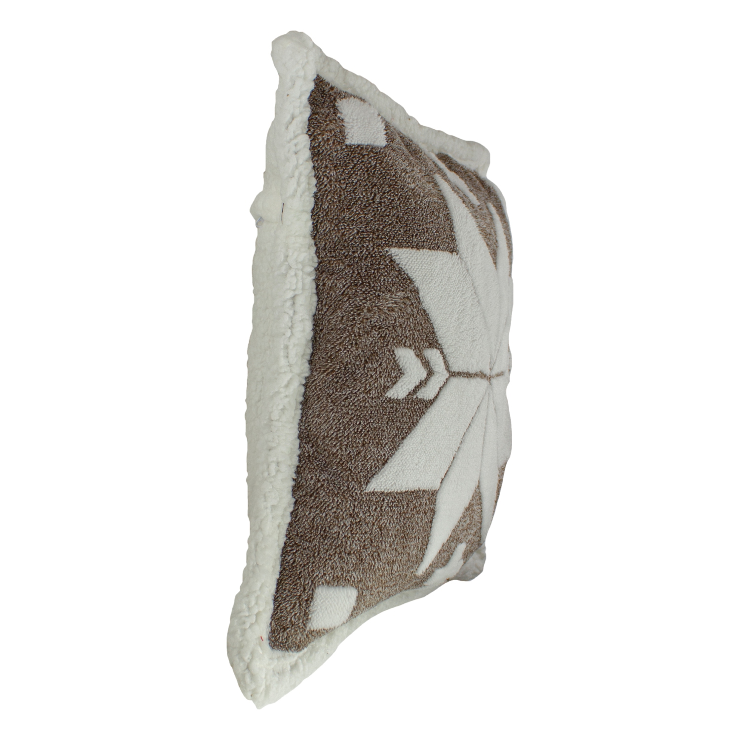 Coussin décoratif en Sherpa avec flocons de neige, brun et blanc, 20 po