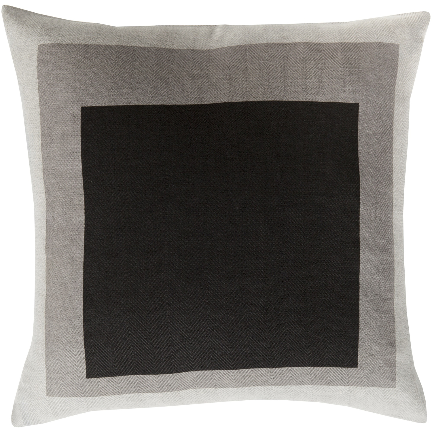 Coussin décoratif carré, noir et brun à motif de blocs, intérieur tissé, 18 po, bourre polyester