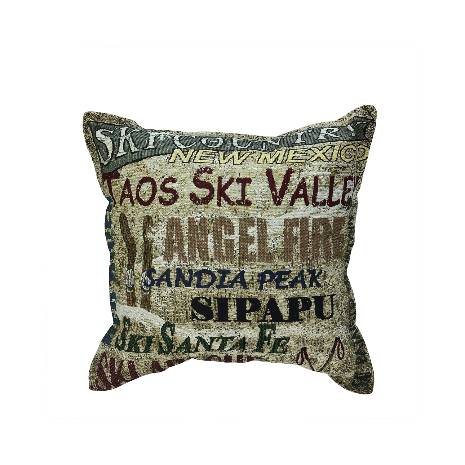 17" Green and Red Square Contemporary Throw Pillow