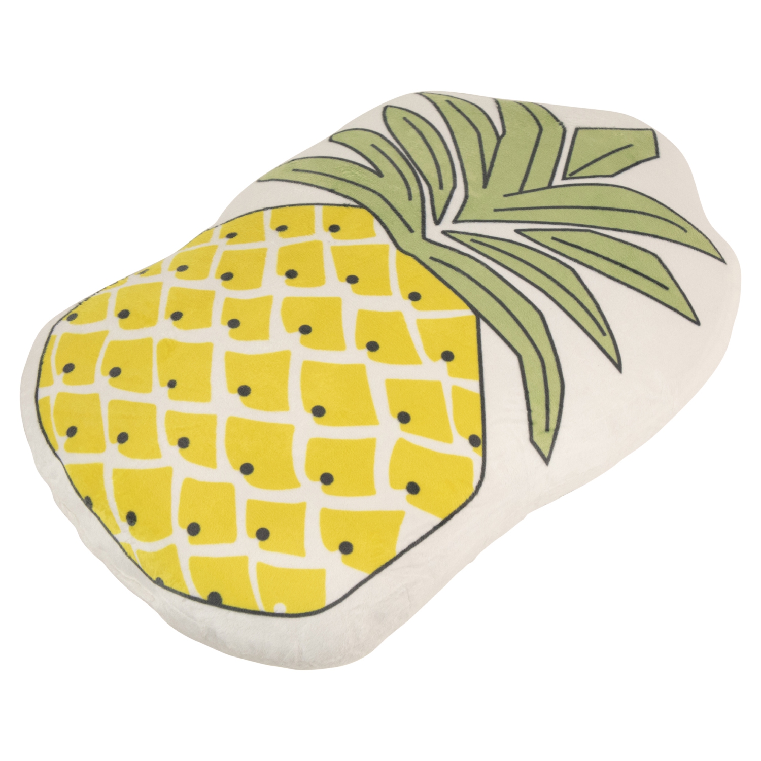Coussin décoratif en molleton de forme ananas vert et jaune, 18 po
