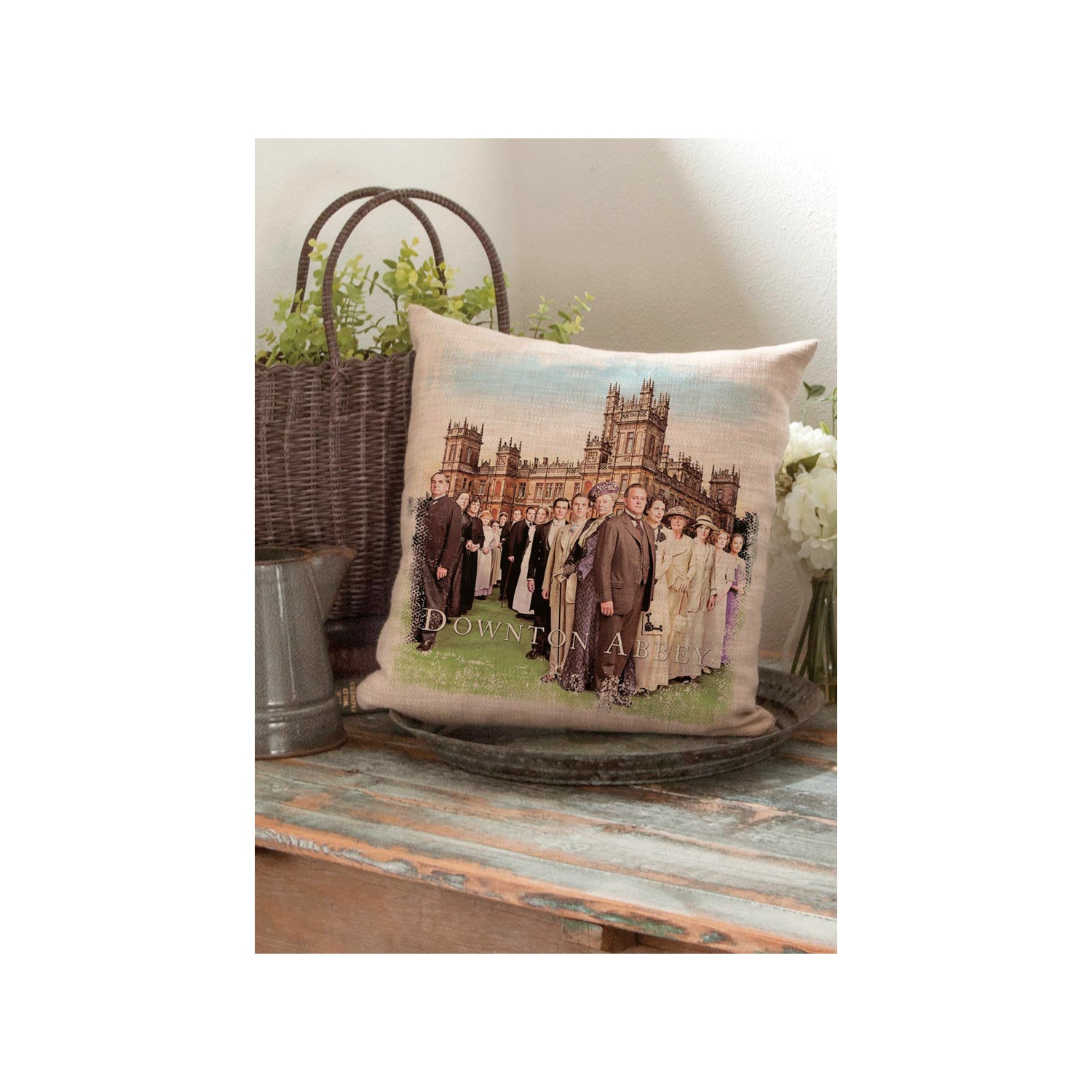 Coussin décoratif carré « Downton Abbey », 18 po, fonte britannique