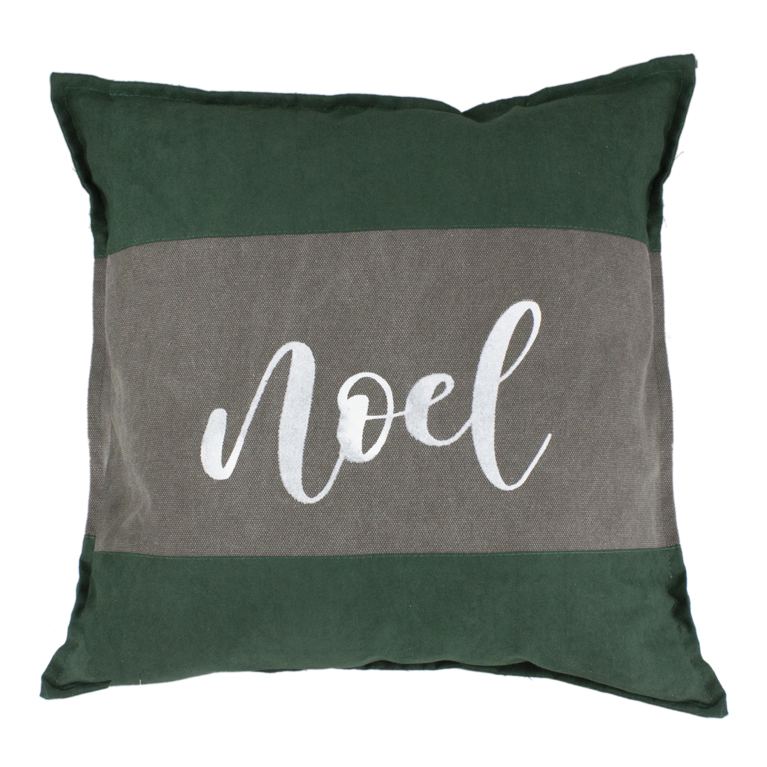 Coussin décoratif « Noel » en suède vert et brun, 18 po