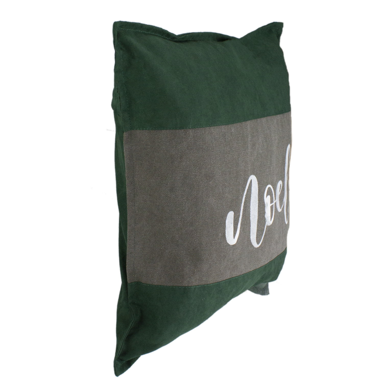Coussin décoratif « Noel » en suède vert et brun, 18 po