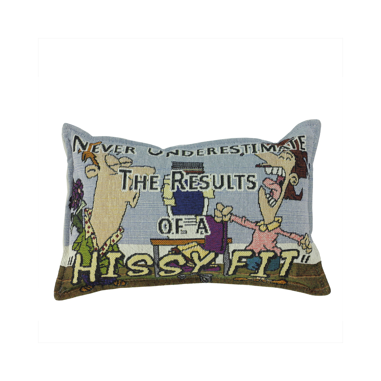 Coussin décoratif rectangulaire « Hissy Fit », bleu et jaune, 12 po