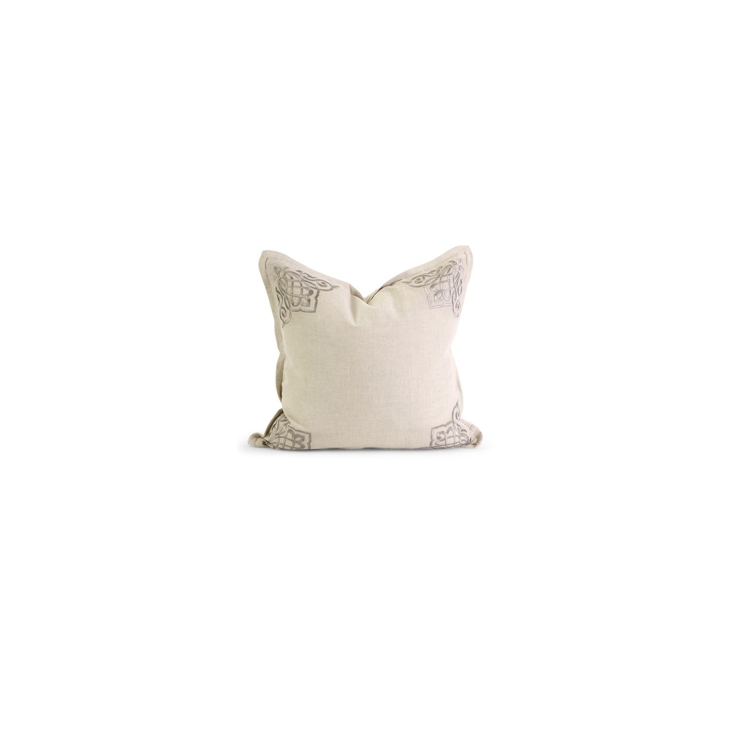 Coussin décoratif en duvet de coton brodé luxueux blanc cassé de 18 po