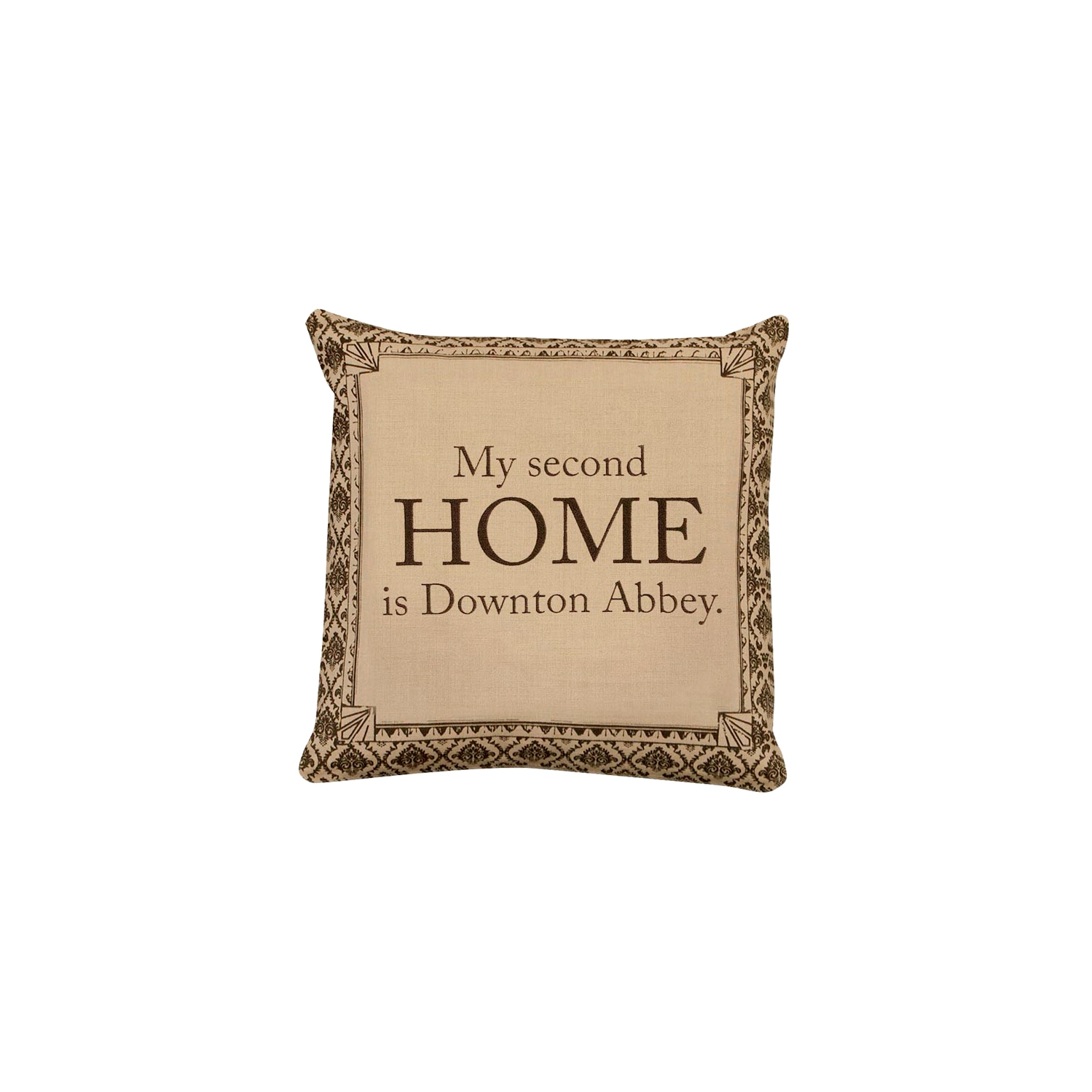 Coussin décoratif carré en damas anglais « Second Home » Downton Abbey Life, 18 po