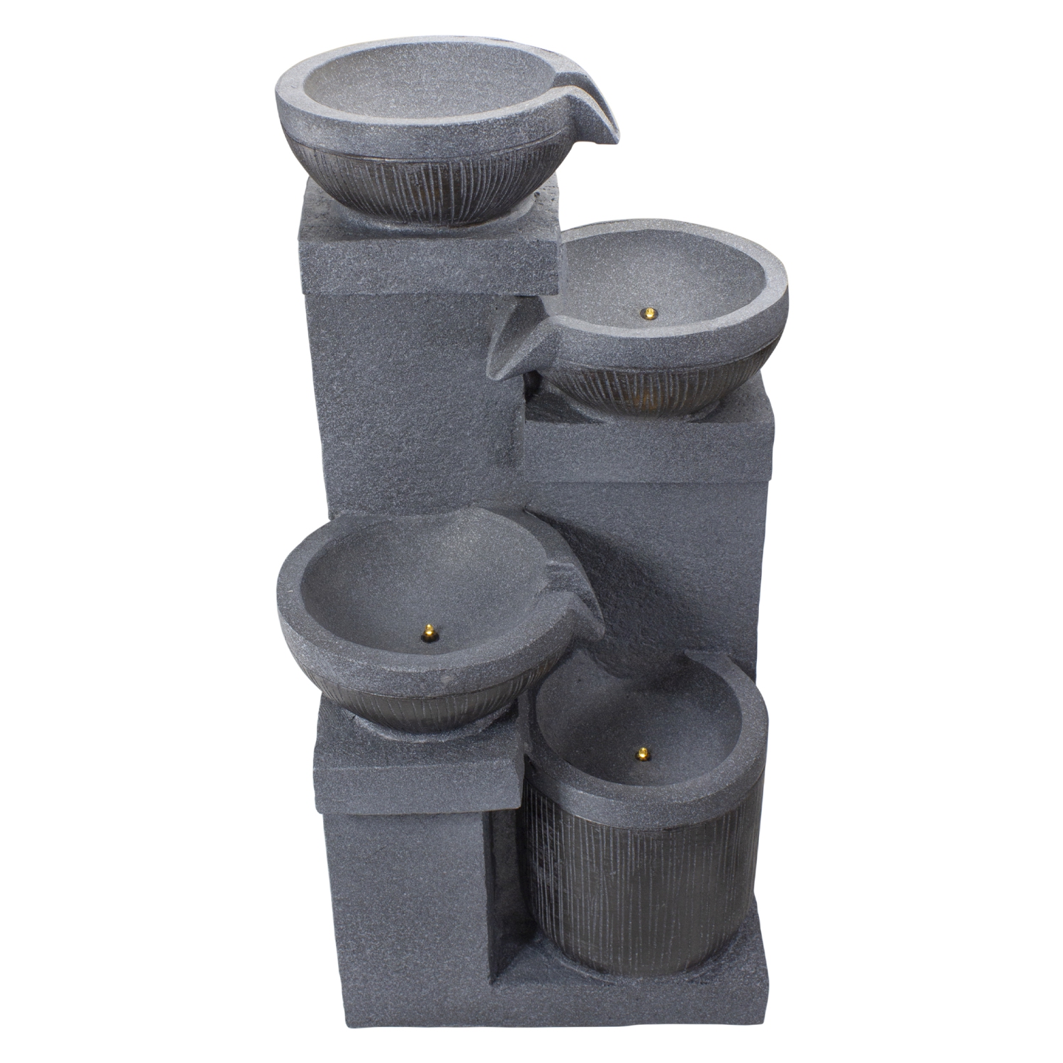 23" LED Lighted Cascading 4-Tier Bowl Outdoor Water Fountain