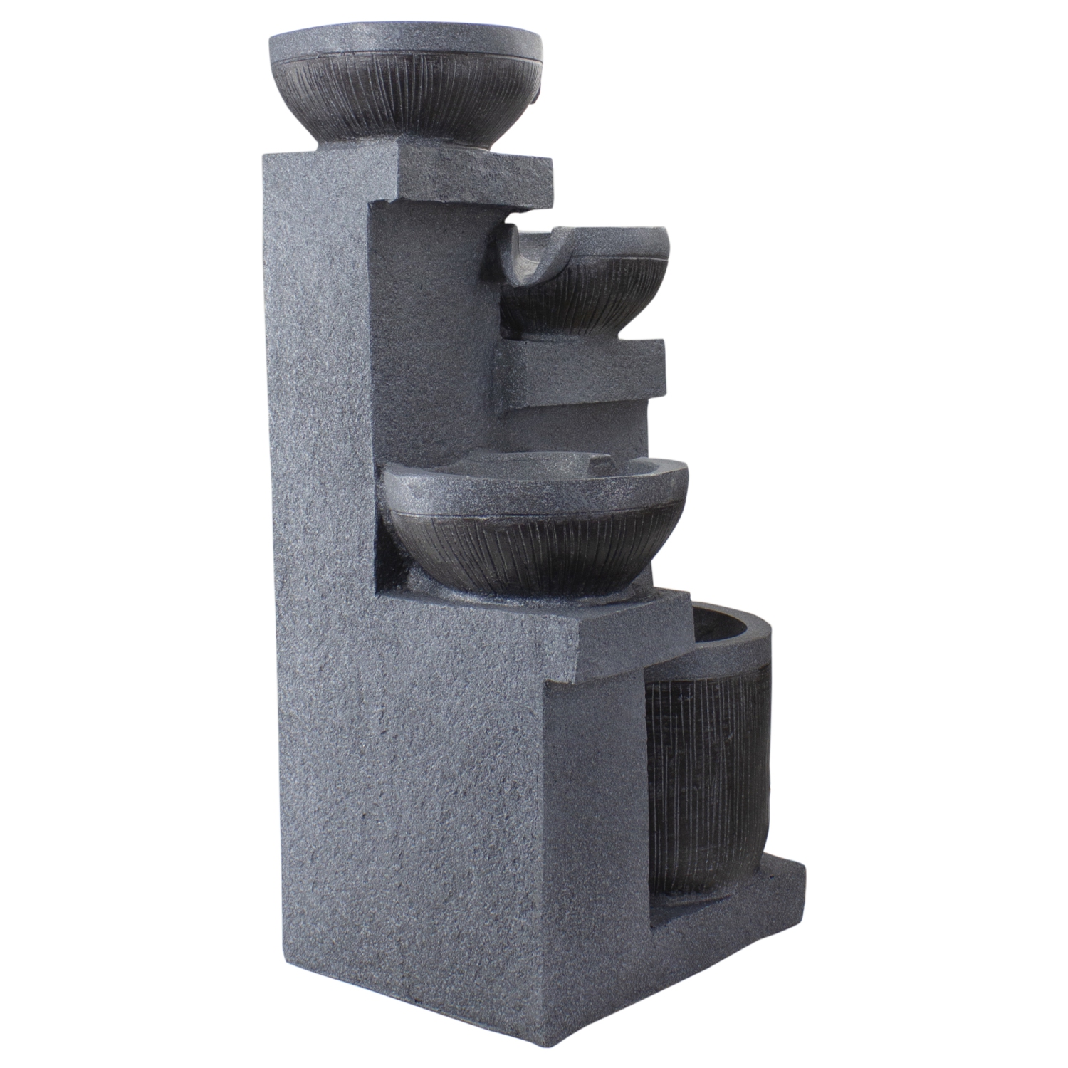 23" LED Lighted Cascading 4-Tier Bowl Outdoor Water Fountain