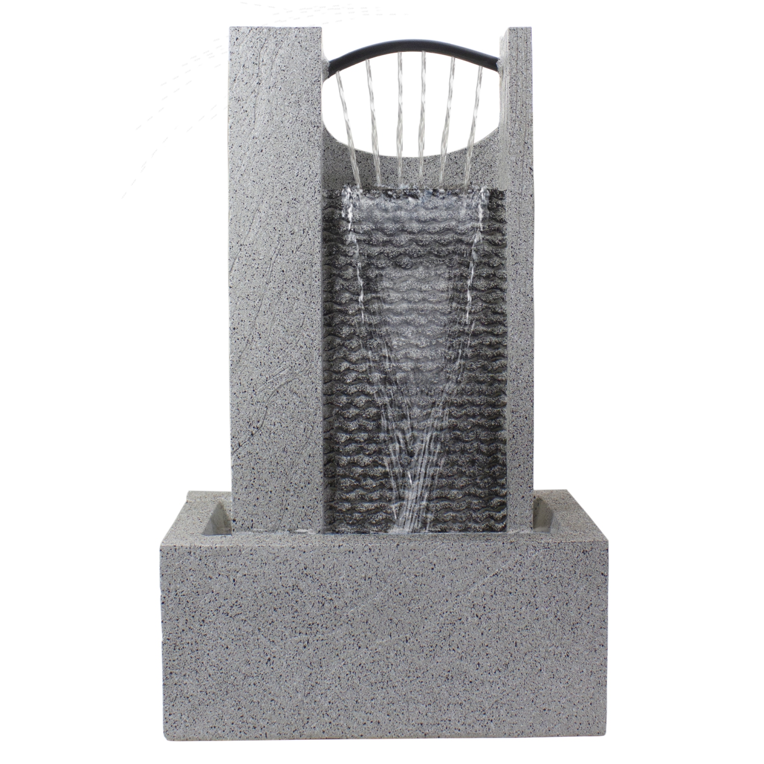 23" Gray Modern Style Rainfall Outdoor Water Fountain