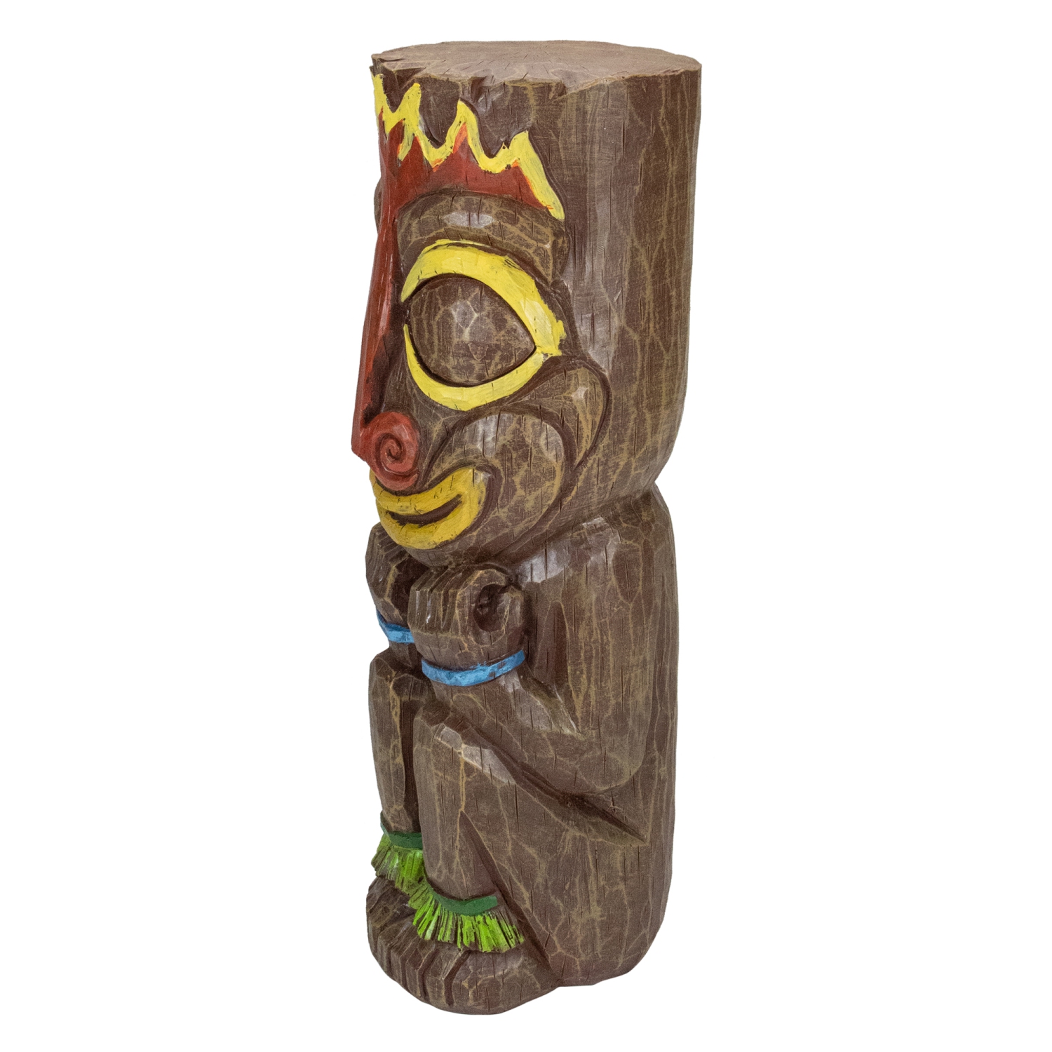 Statue Tiki de feu de jardin en polynésien illuminée solaire de 16 po