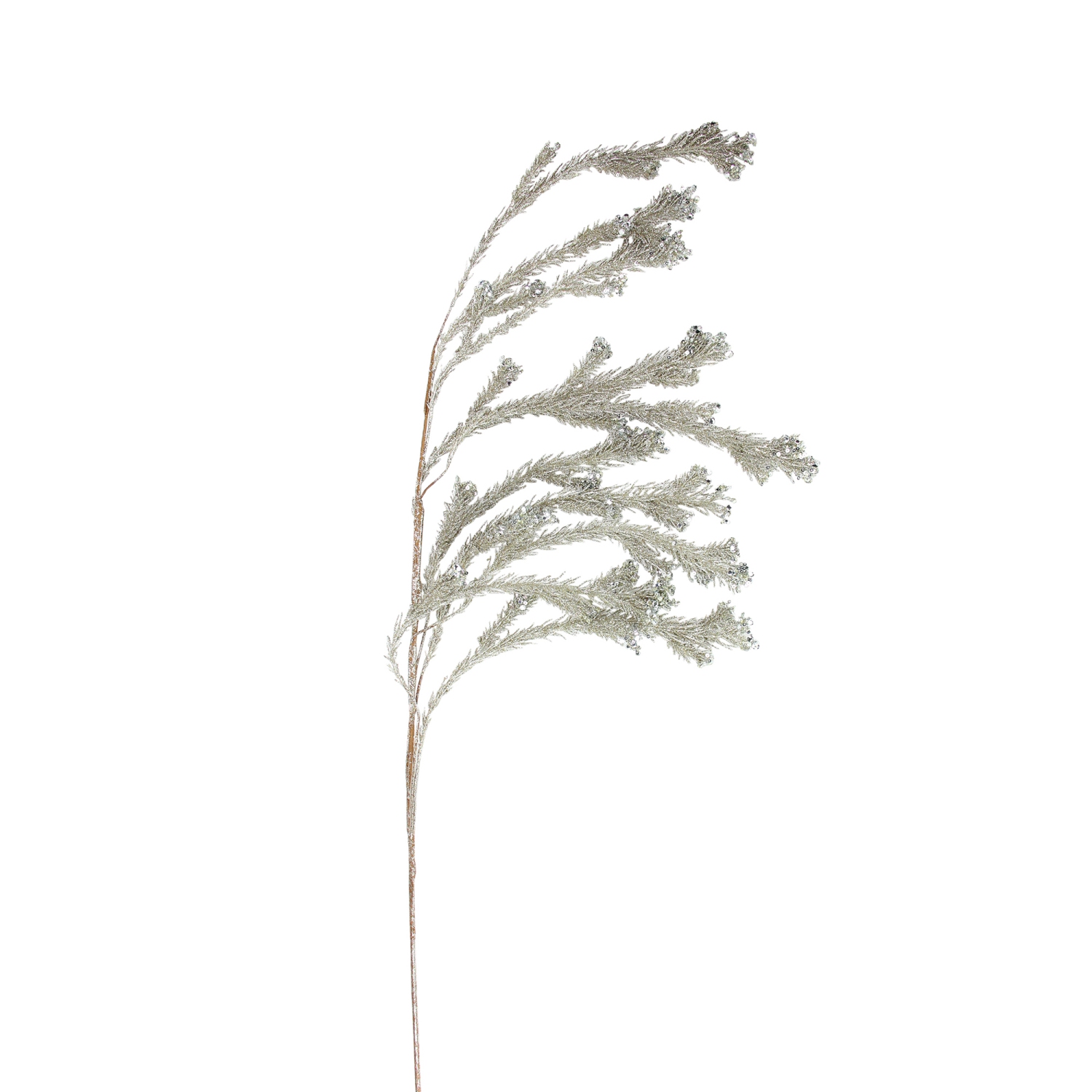 Rameau de Noël artificiel en pin de pleureur scintillant brun et argenté de 48 po