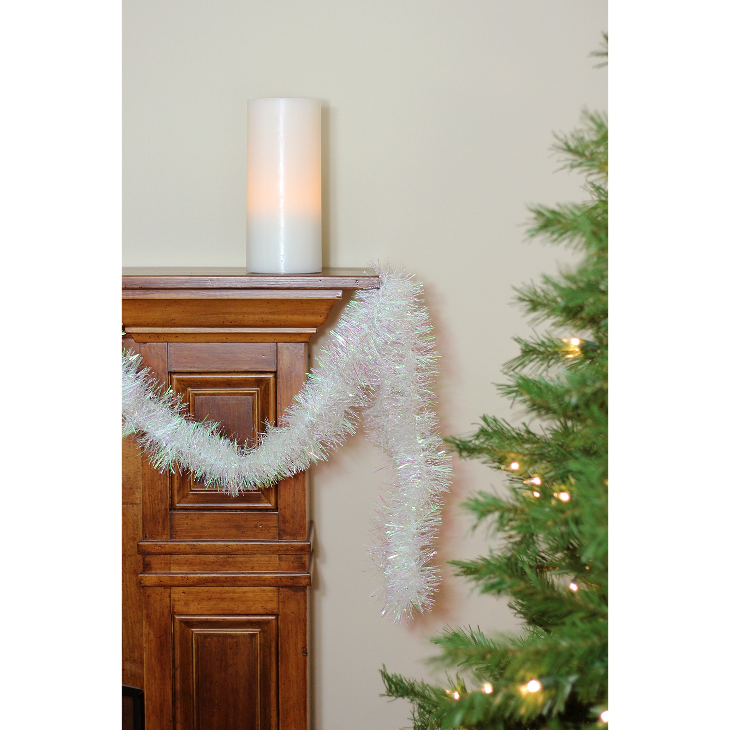 50' x 4" White Iridescent Artificial Christmas Garland - Unlit