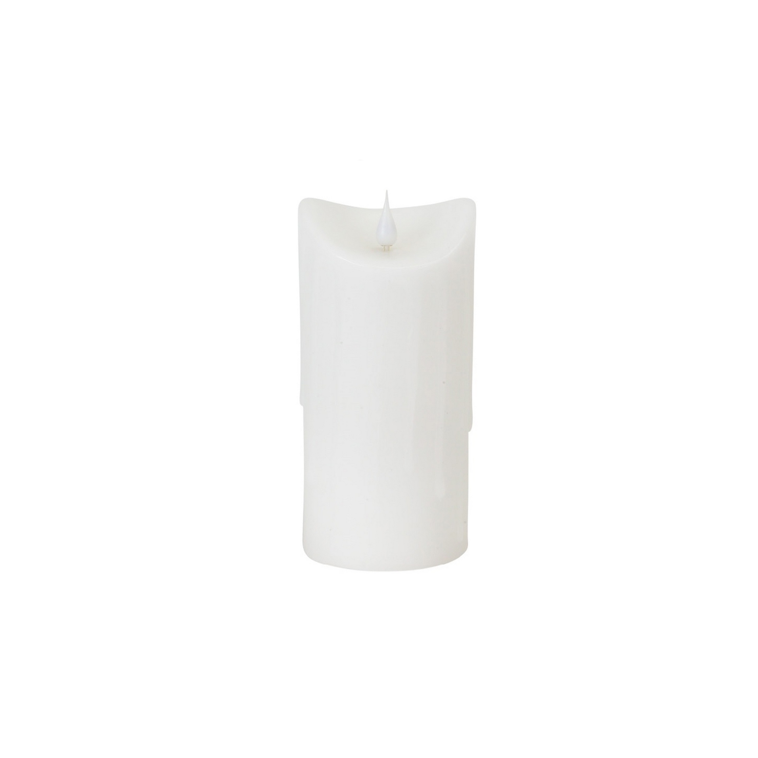 7" White Dripping Wax LED Lighted Christmas Flameless Candle with Moving Flame