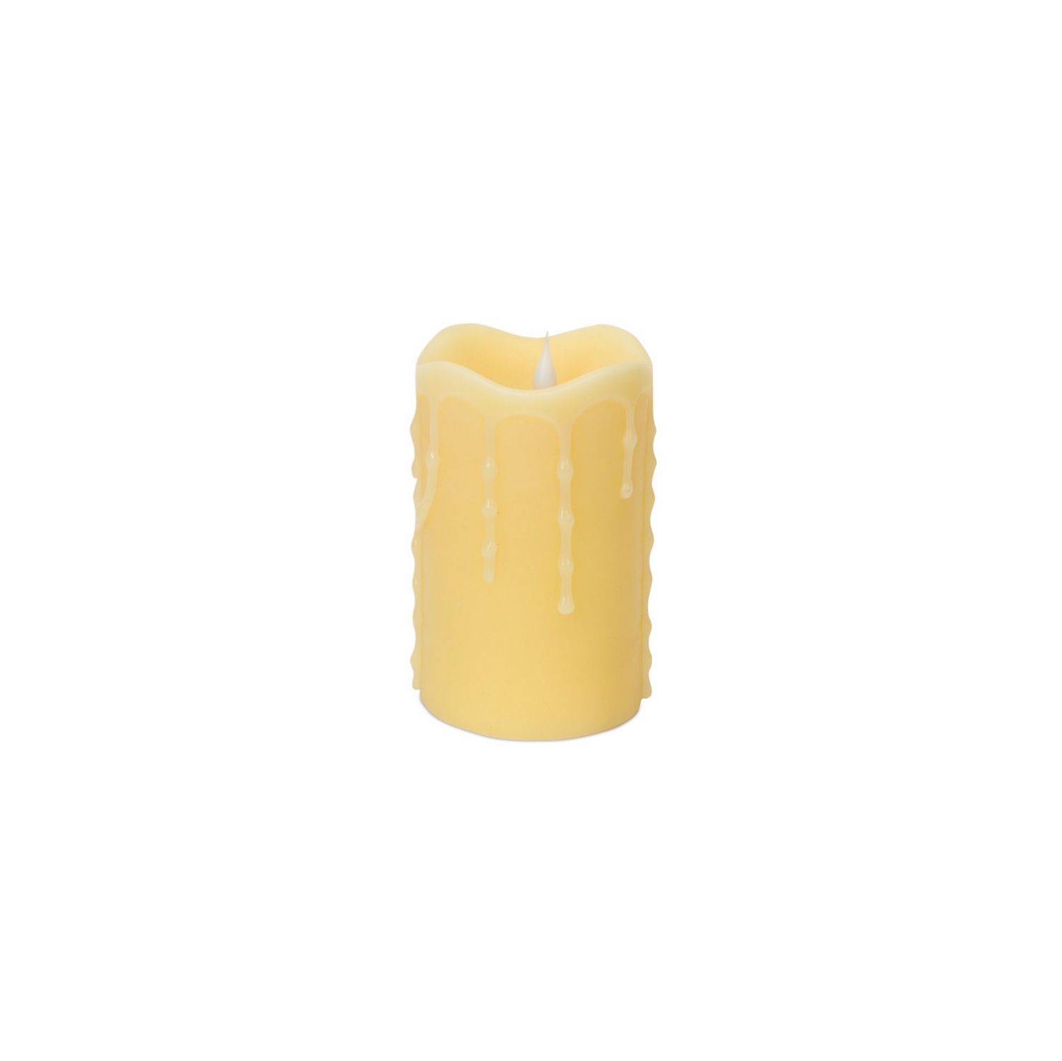 5.25" Pre-Lit Ivory Dripping Flameless Pillar Candle - White LED Lights