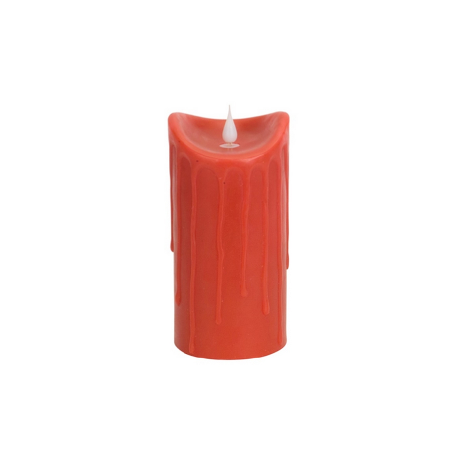Bougie cylindrique lumineuse à DEL sans flamme rouge et orange de 7 po avec flamme mobile