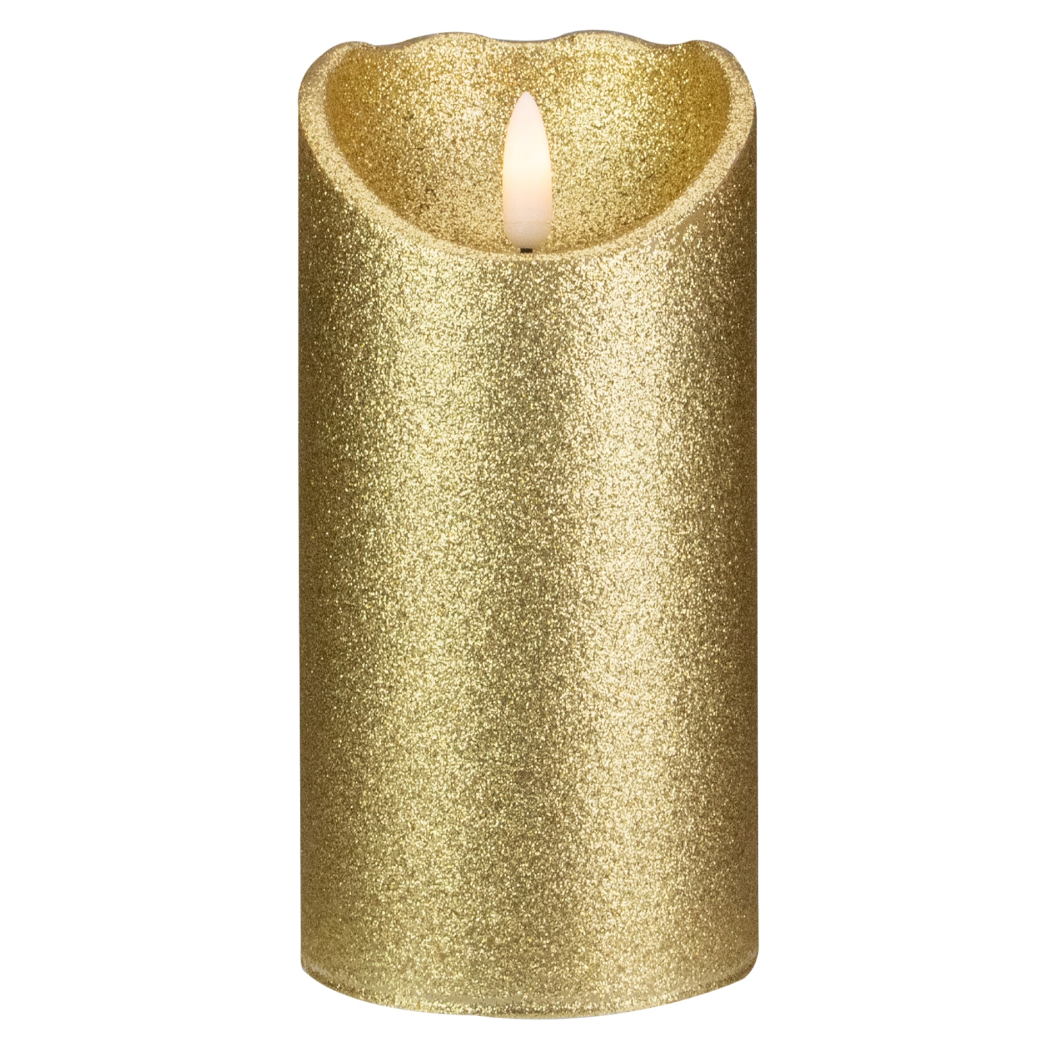 6" LED Gold Glitter Flameless Christmas Decor Candle