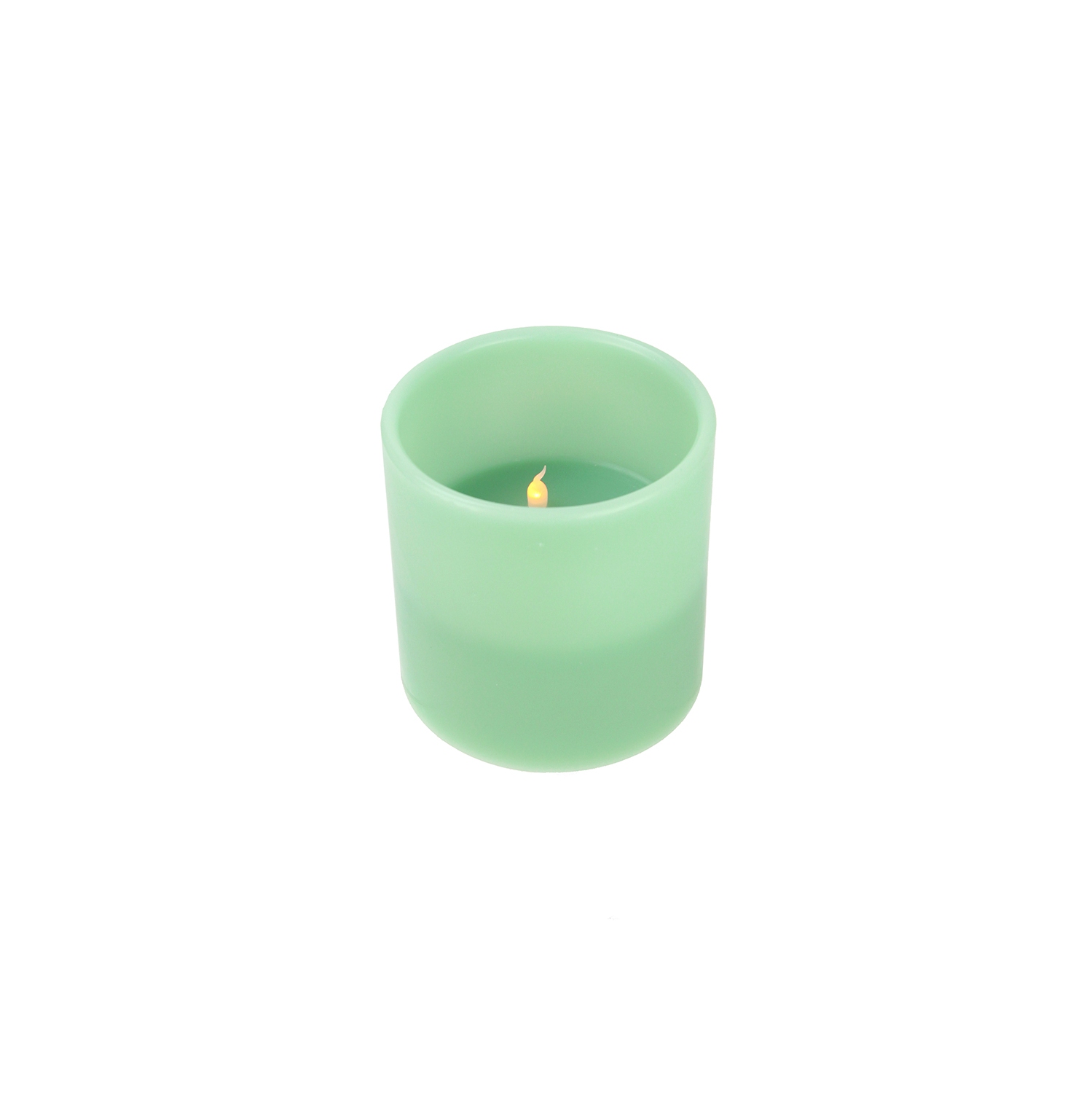 6" Sage Green Battery Operated Flameless LED 3-Wick Flickering Wax Pillar Candle