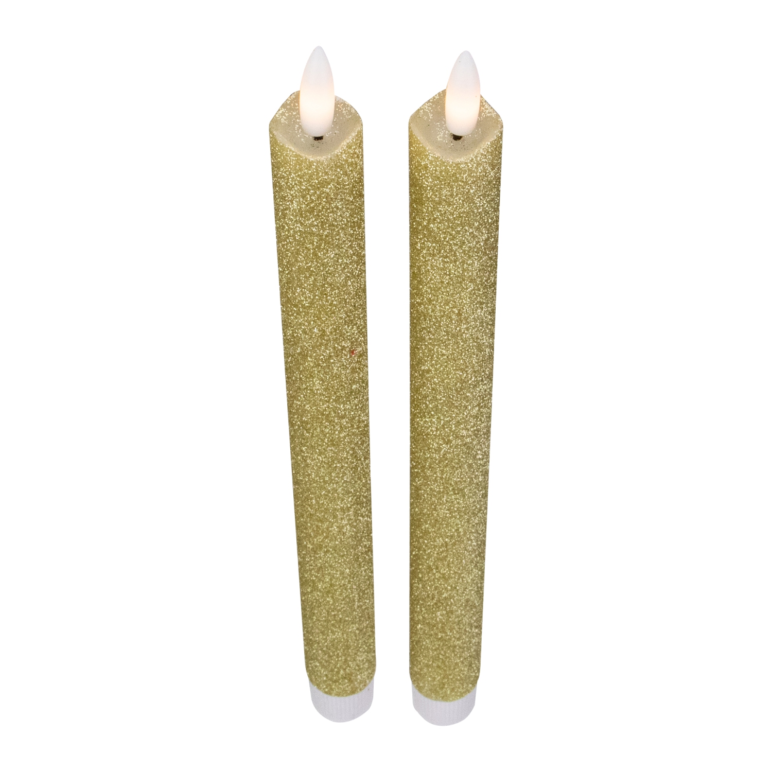 Ensemble de 2 bougies de Noël dorées scintillantes à DEL sans flamme, 11 po