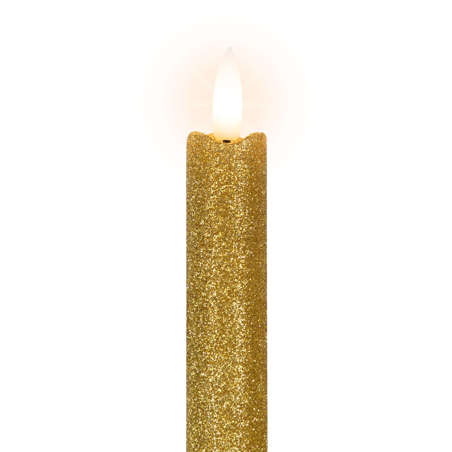 Ensemble de 2 bougies de Noël dorées scintillantes à DEL sans flamme, 11 po