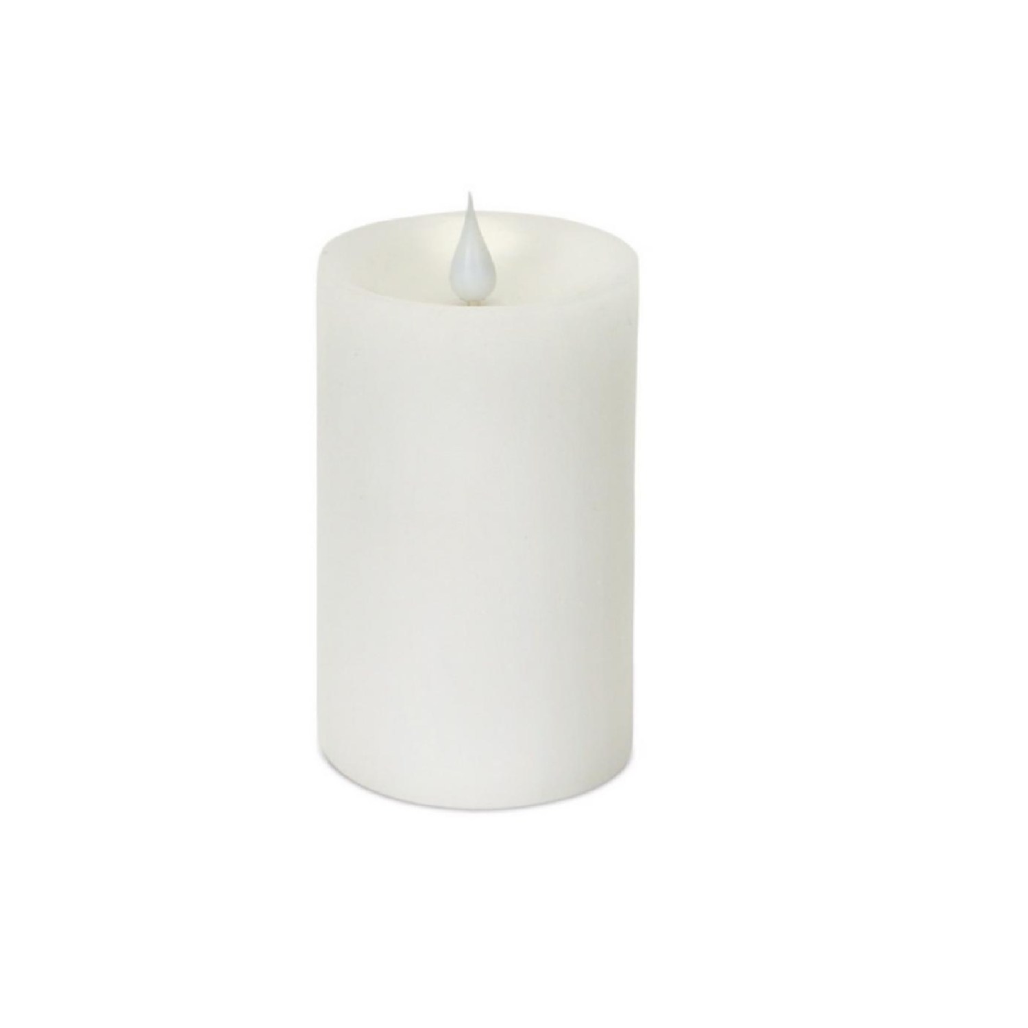 5.25" Battery Operated White LED Flameless Pillar Candle with Moving Flame