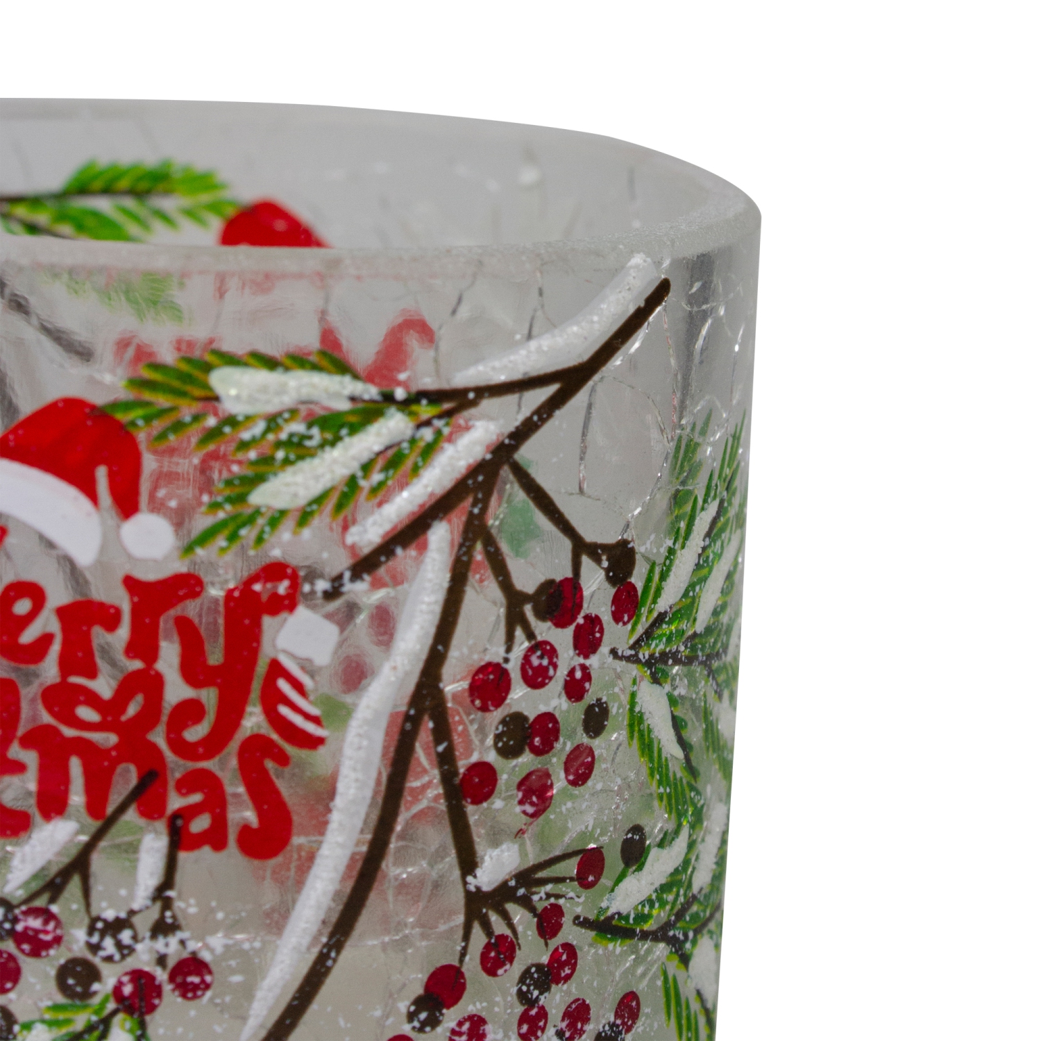 Porte-bougie de Noël sans flamme, 2.75 po, peinte à la main, cardinal et pin