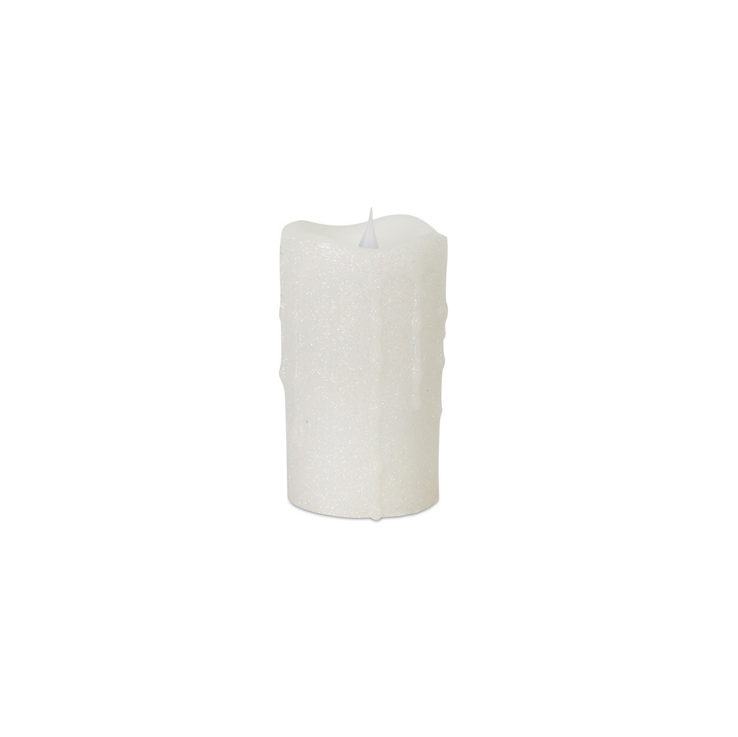 5.25" White Glitter Flameless LED Pillar Candle with Moving Flame