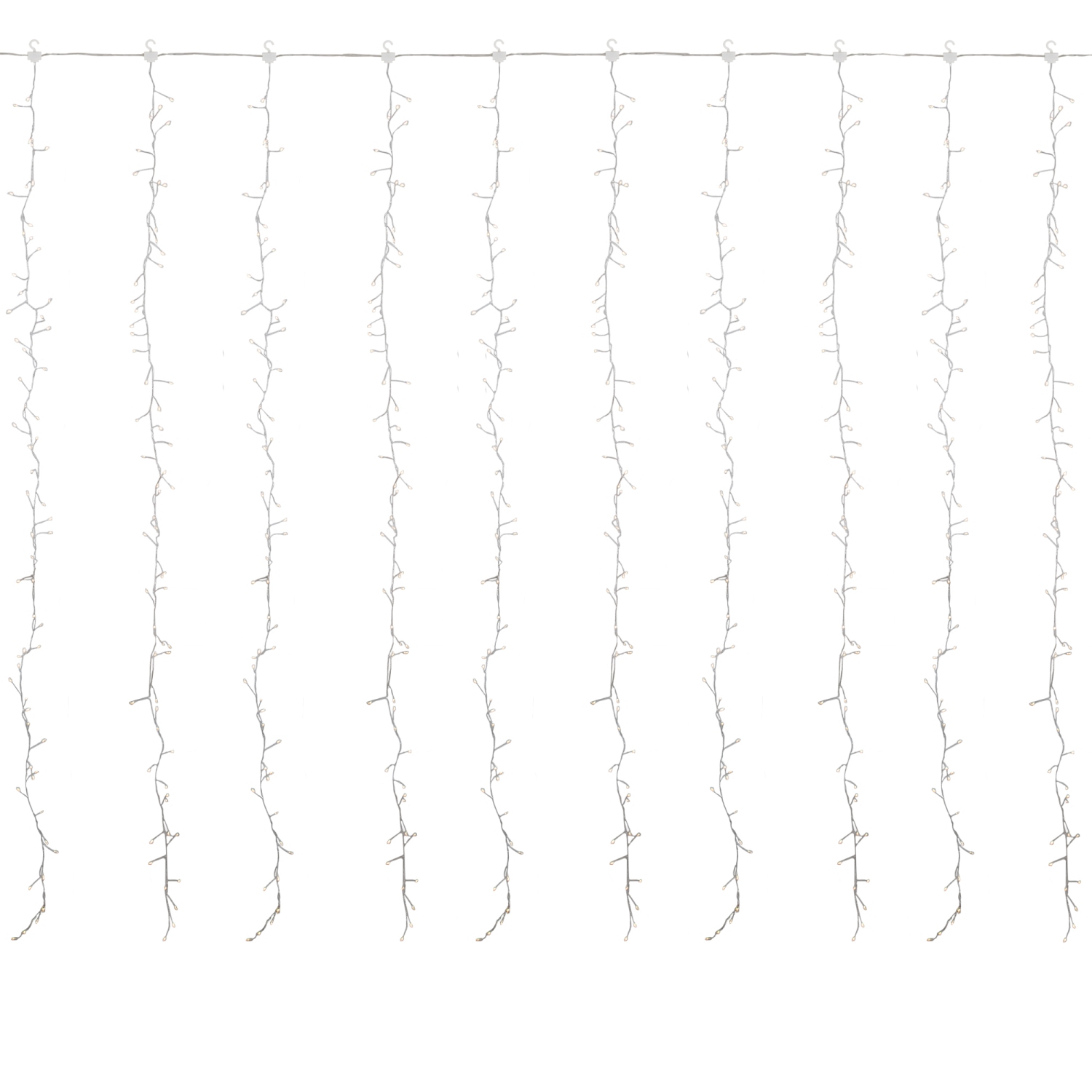 600 LED Warm White Curtain Christmas Lights - 6.5' Clear Wire