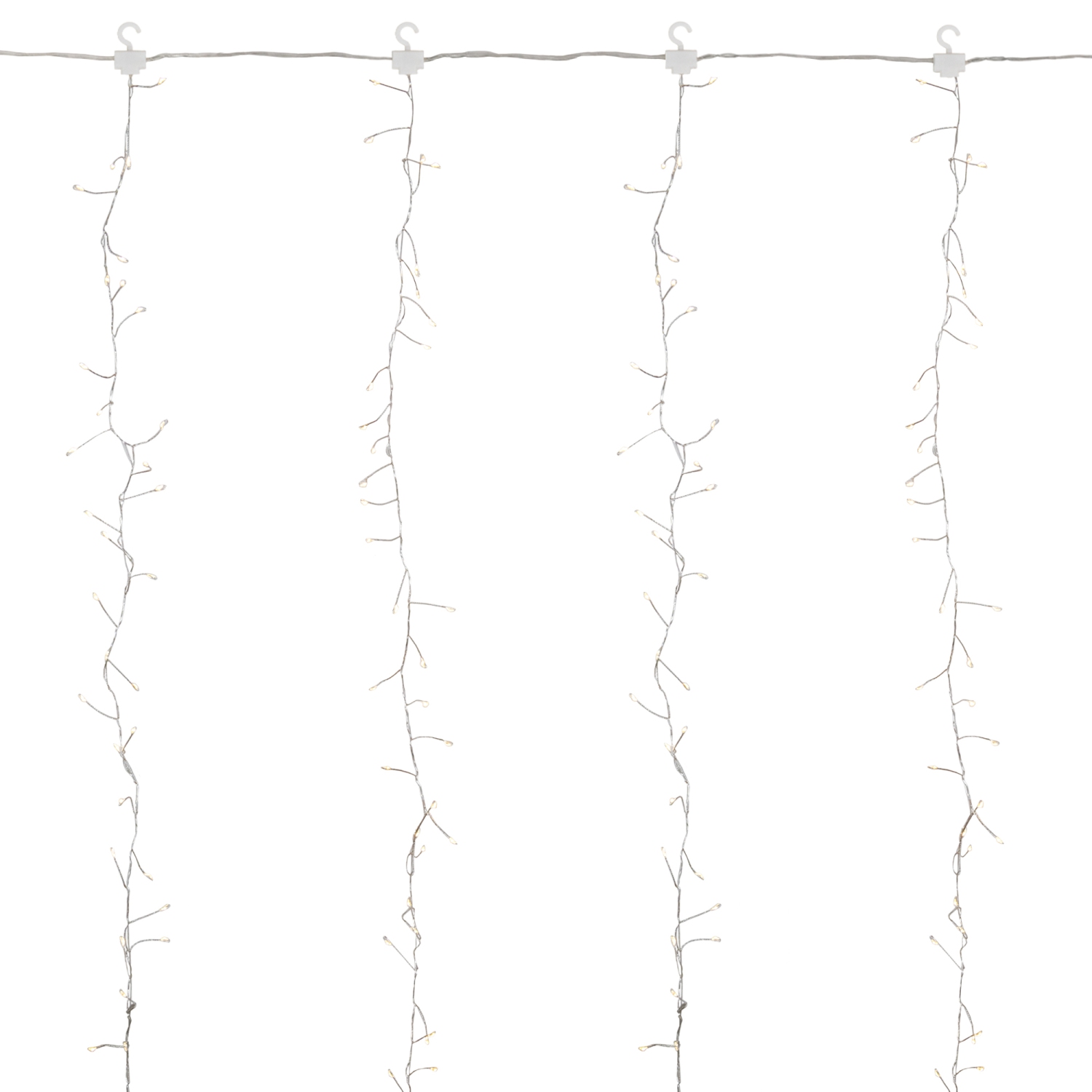 600 LED Warm White Curtain Christmas Lights - 6.5' Clear Wire