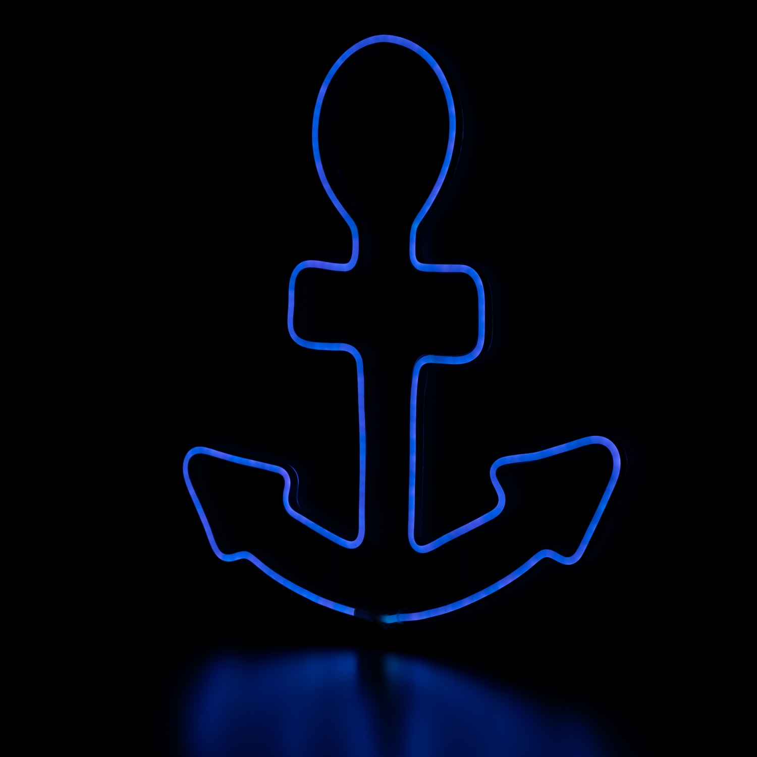 17" Neon Blue LED Lighted Anchor Window Silhouette Decor