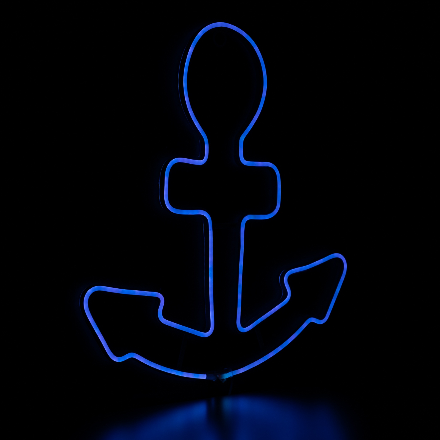 17" Neon Blue LED Lighted Anchor Window Silhouette Decor
