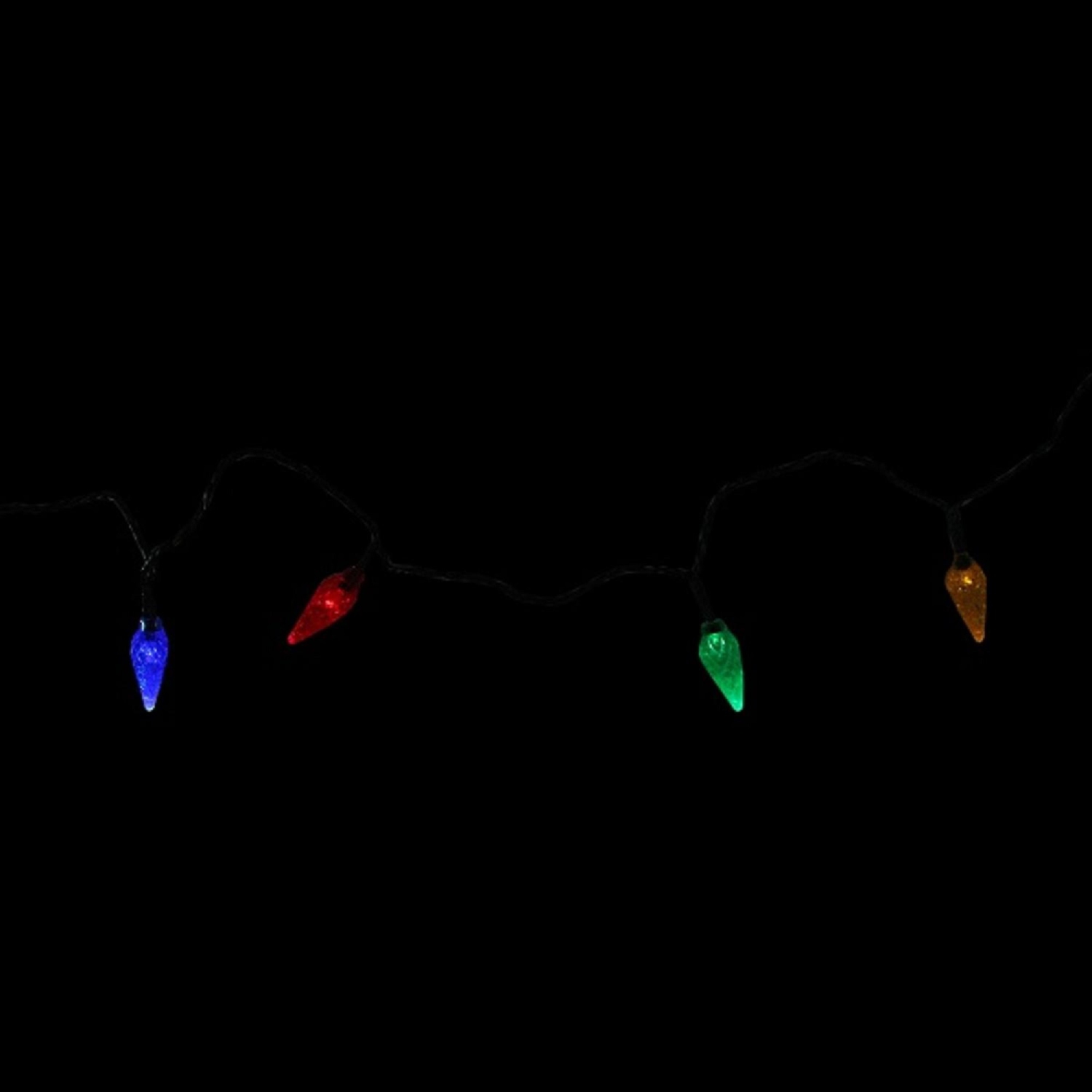 10 lumières de Noël à facettes multicolores C6, fil vert, 3.9 pi