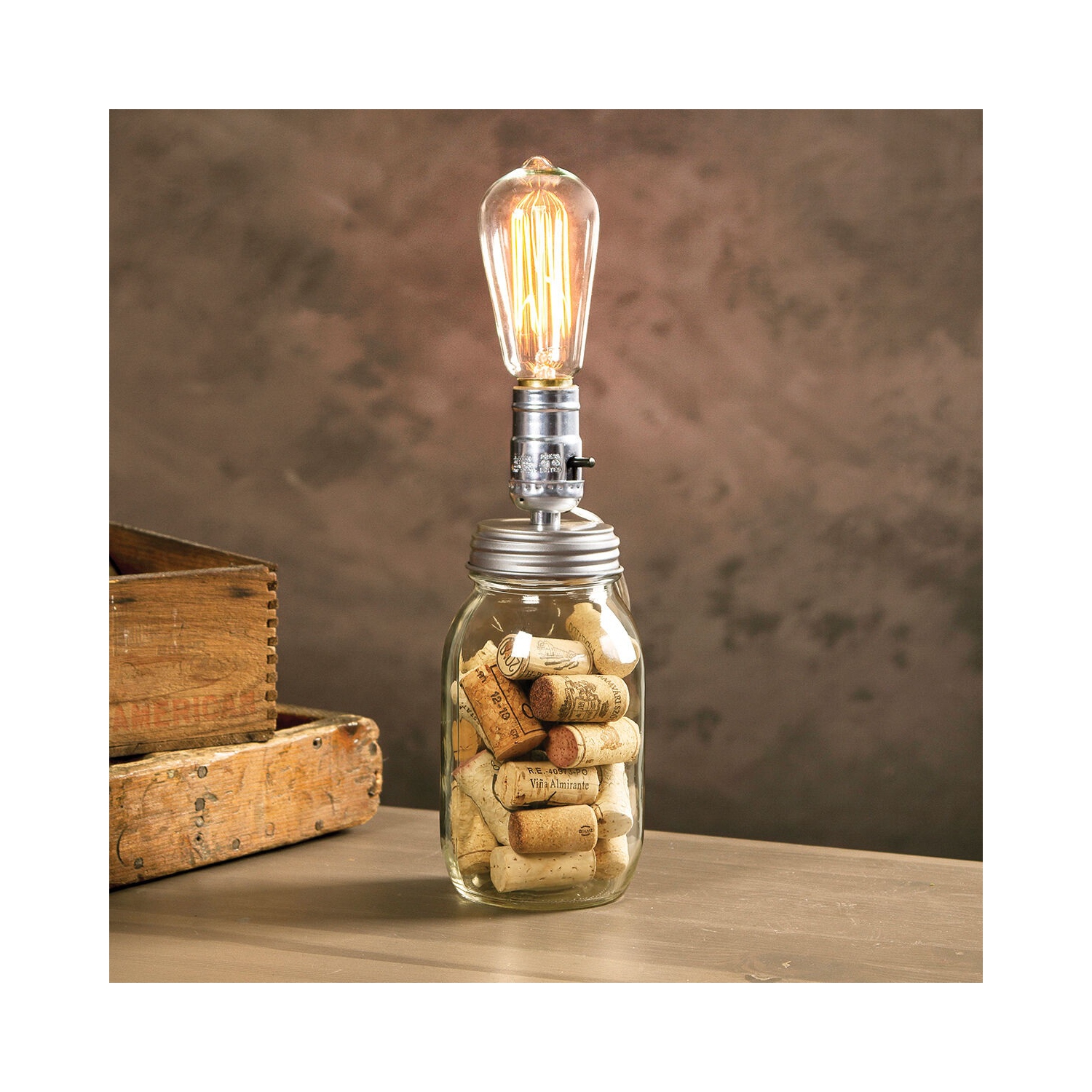 Adaptateur de lampe en forme de bocal argenté Cleveland Vintage Lighting